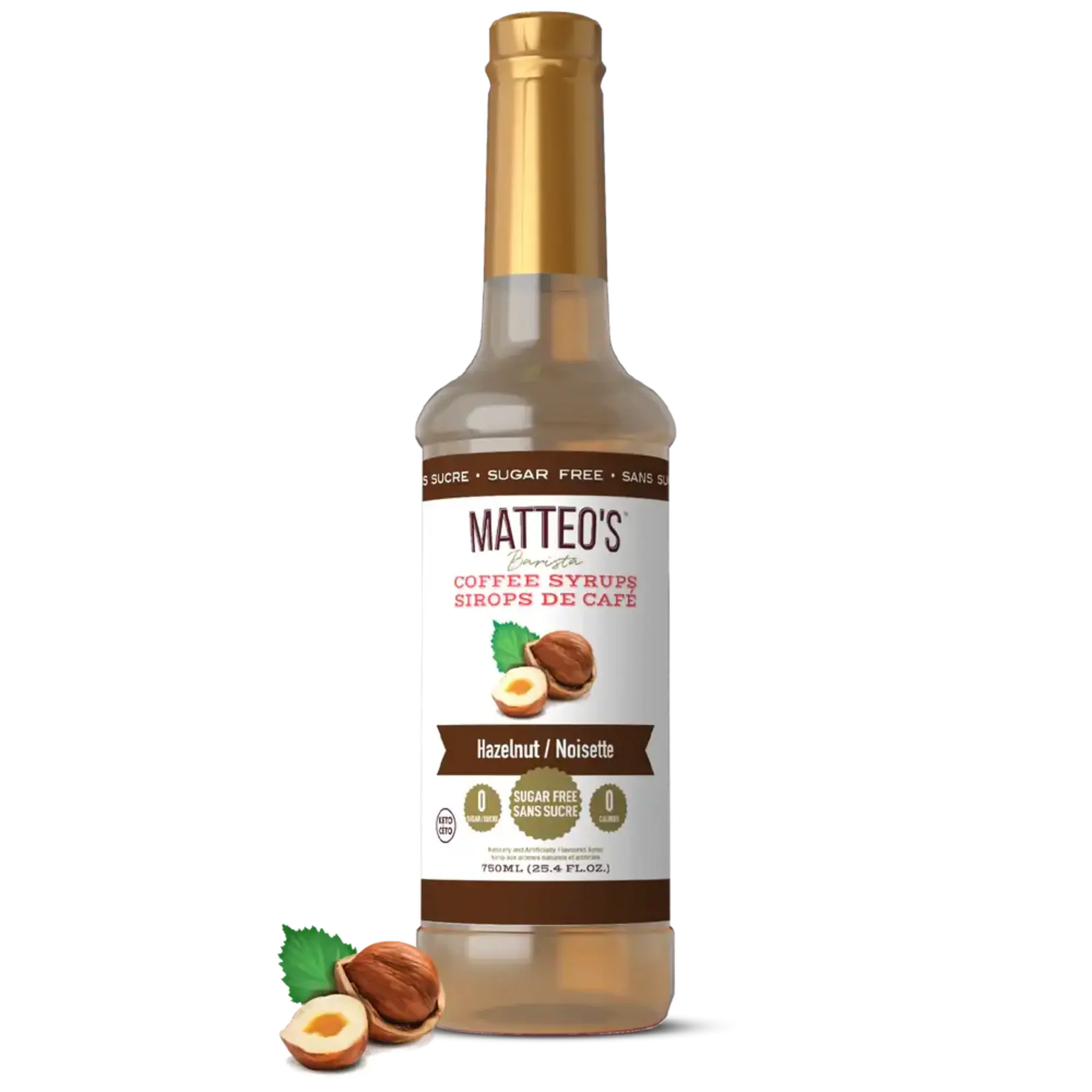 MATTEO'S 16646 - SIROP POUR CAFE A LA NOISETTE SANS SUCRE 750ml MATTEO'S