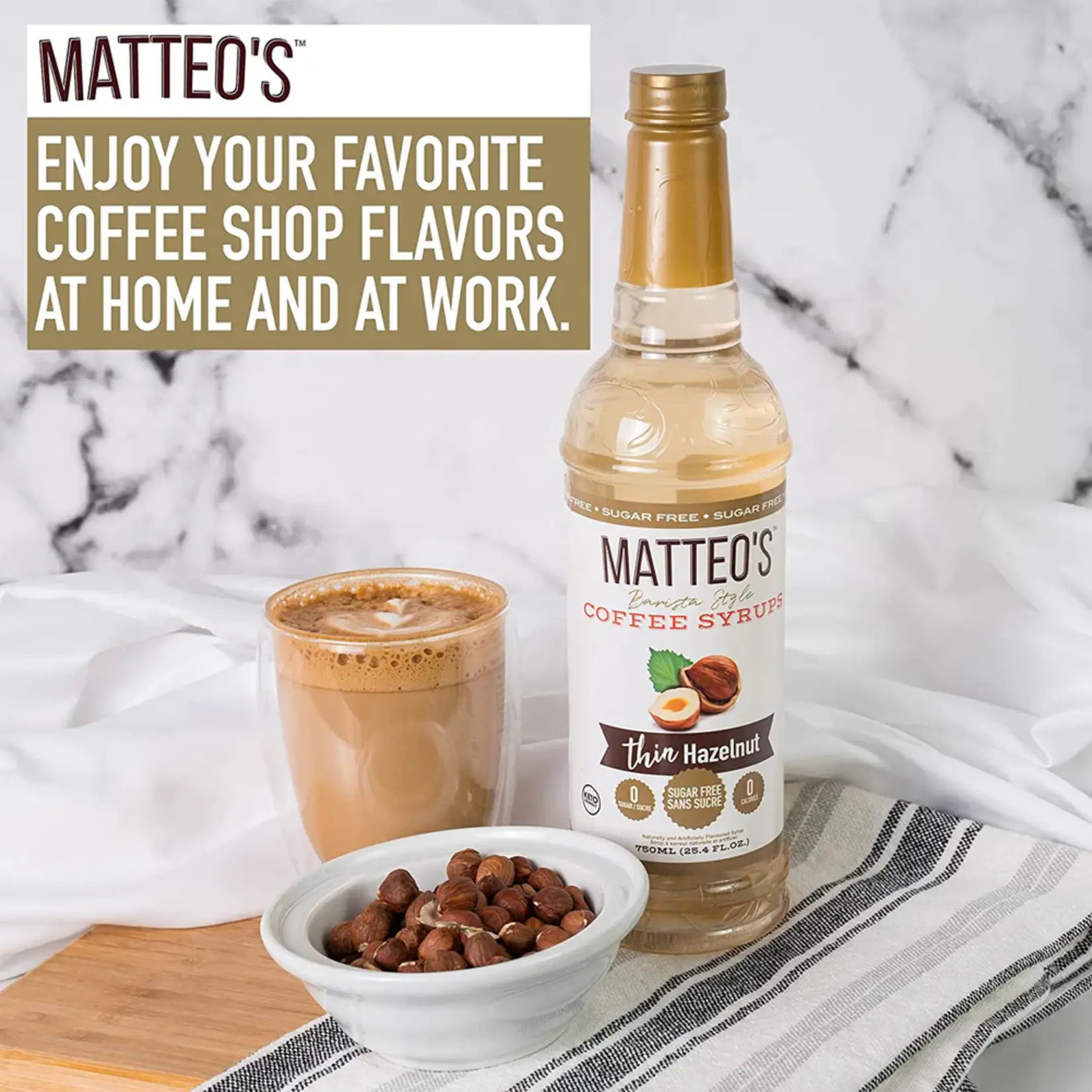MATTEO'S 50032 - SIROP POUR CAFE A LA VANILLE FRANCAISE SANS SUCRE 750ml MATTEO'S