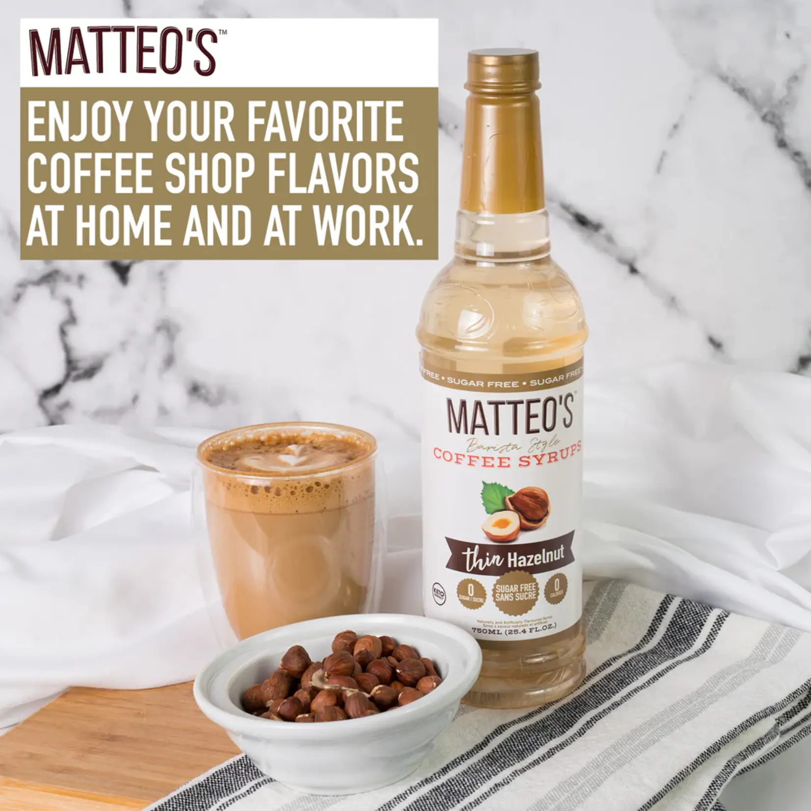 MATTEO'S 50026 - SIROP POUR CAFE AU CHOCOLAT BLANC SANS SUCRE 750ml MATTEO'S