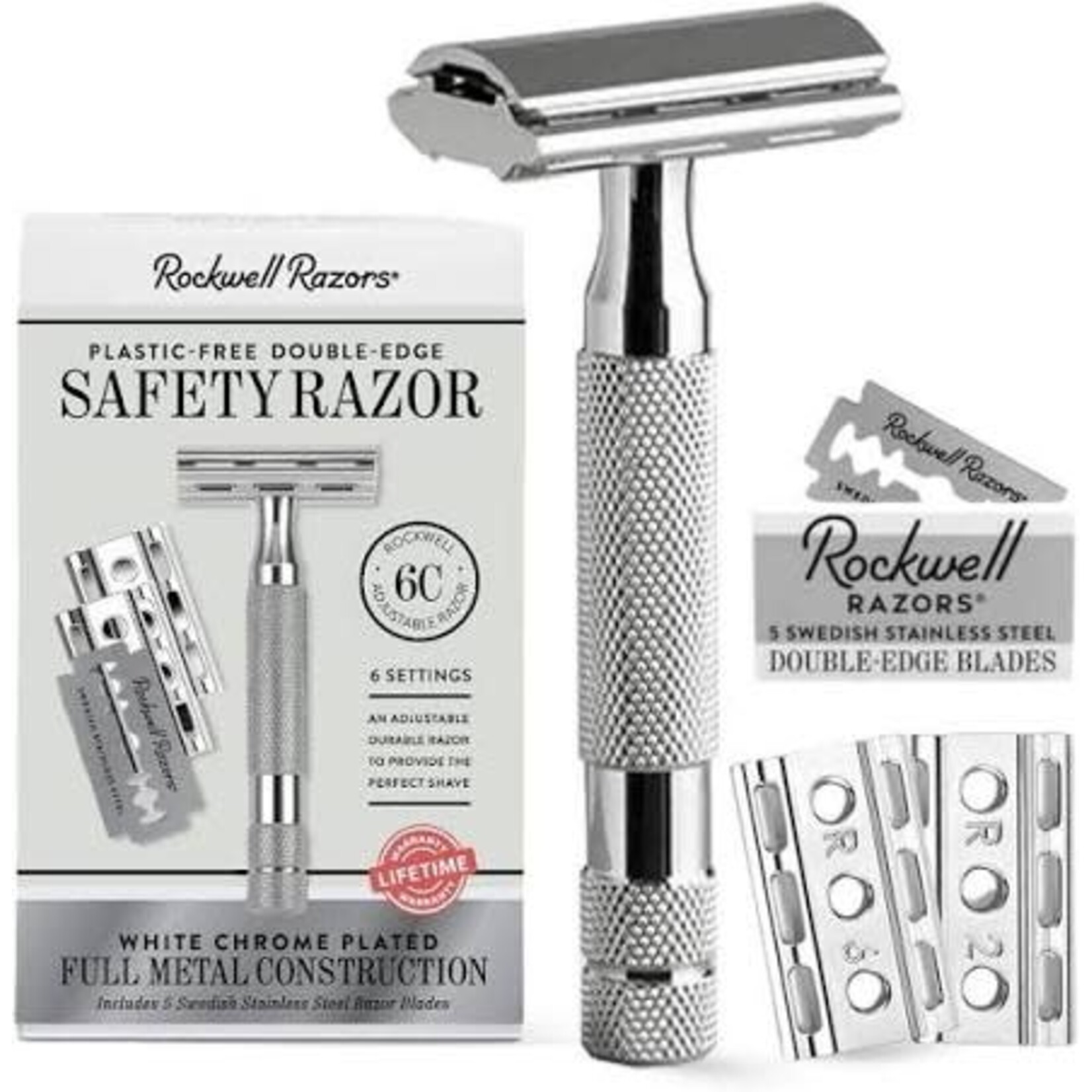 ROCKWELL RAZORS RR-960408 - RASOIR DE SURETE 6C CHROME BLANC ROCKWELL RAZORS