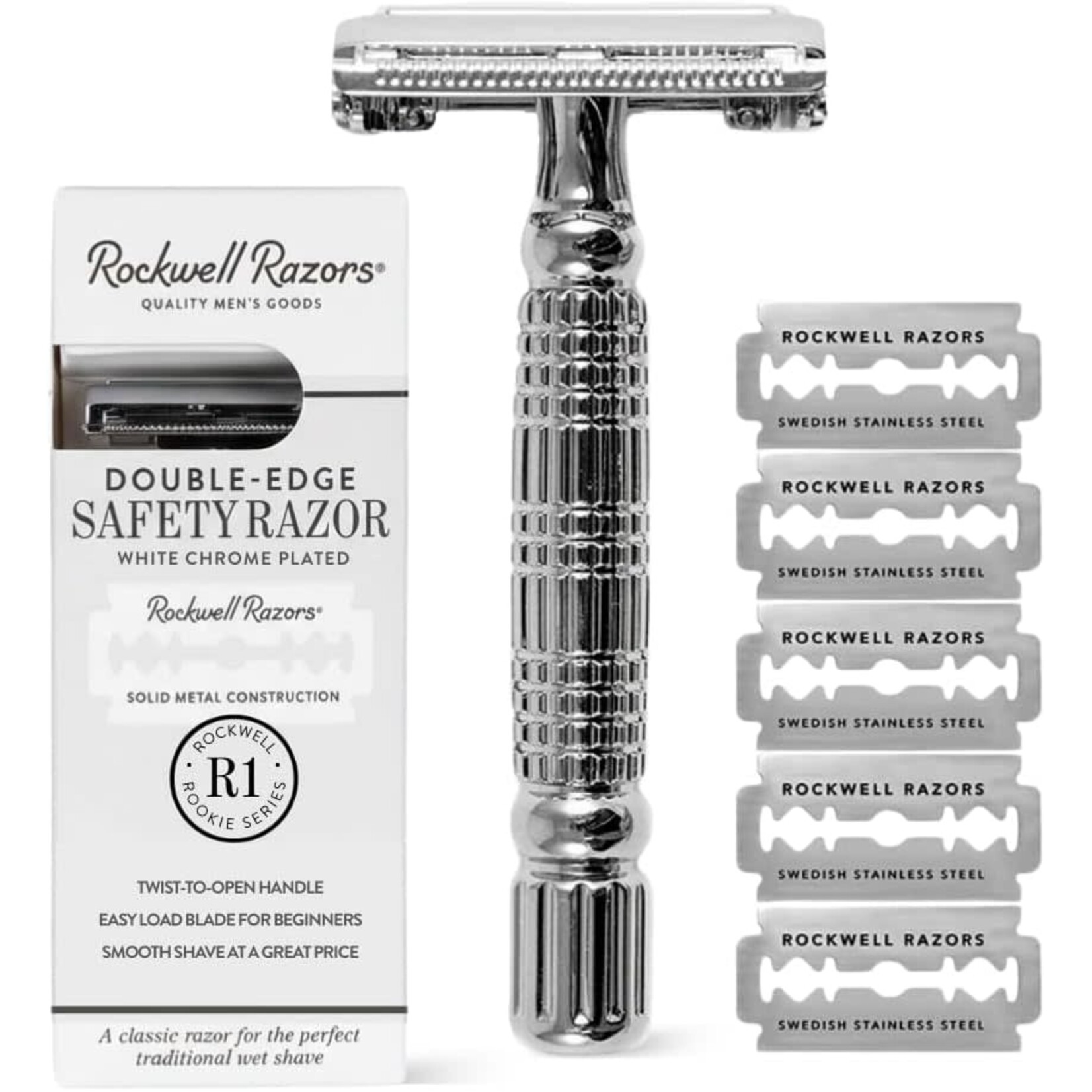 ROCKWELL RAZORS RR-960958 - RASOIR DE SURETE PAPILLON R1 CHROME BLANC ROCKWELL RAZORS