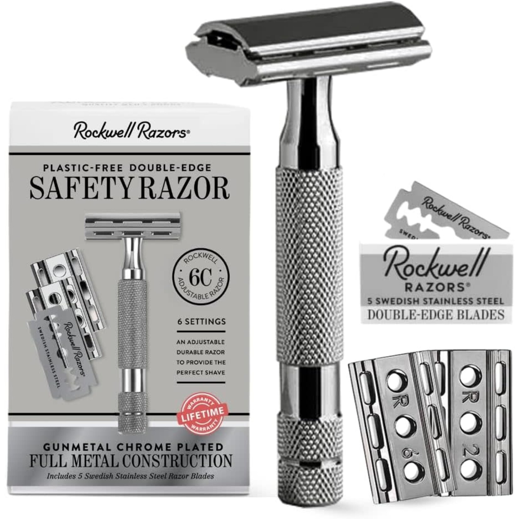 ROCKWELL RAZORS RR-960576 - RASOIR DE SURETE 6C CHROME NOIR BROSSE ROCKWELL RAZORS