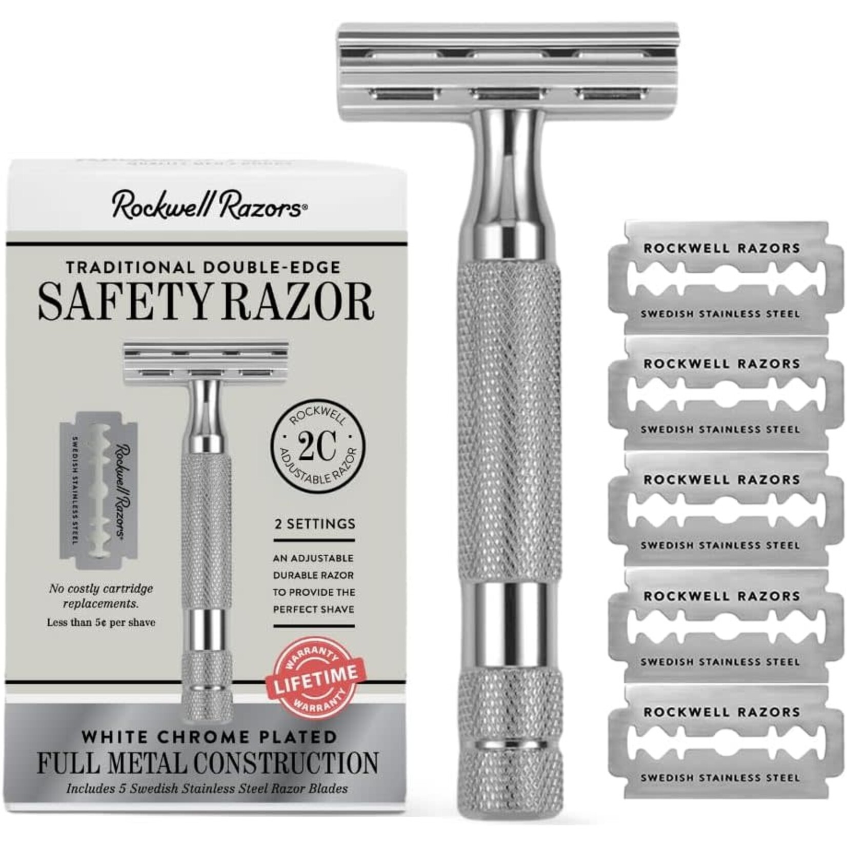 ROCKWELL RAZORS RR-960262 - RASOIR DE SURETE 2C CHROME BLANC ROCKWELL RAZORS