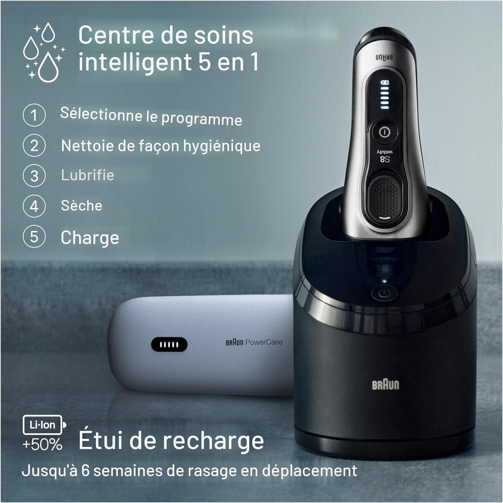 BRAUN 8577CC - RASOIR ELECTRIQUE SERIES 8 SMARTCARE ET POWERCASE BRAUN