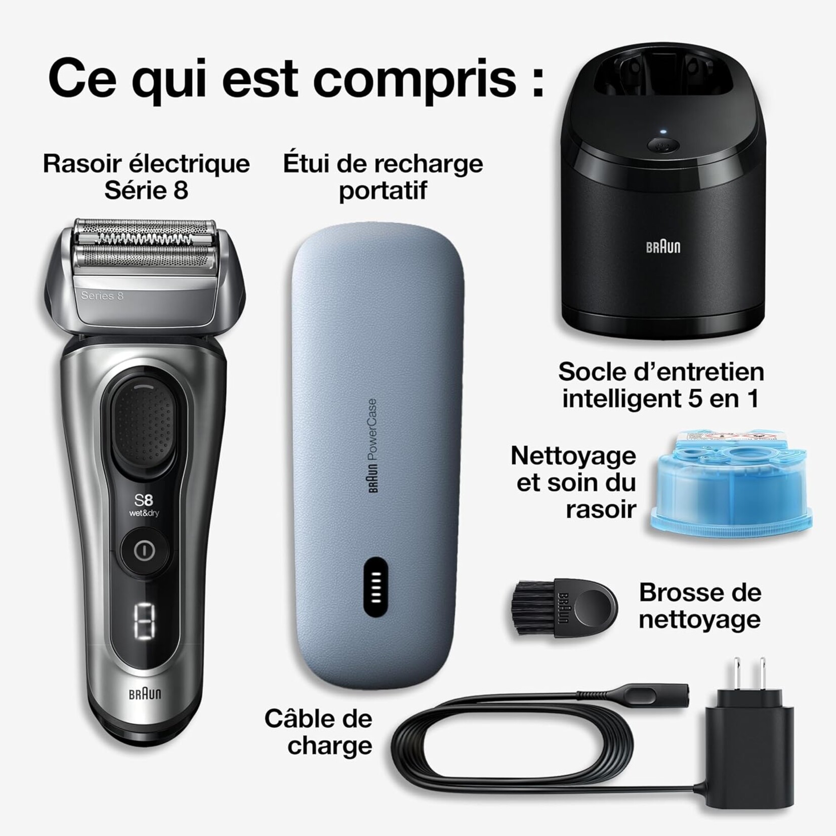 BRAUN 8577CC - RASOIR ELECTRIQUE SERIES 8 SMARTCARE ET POWERCASE BRAUN