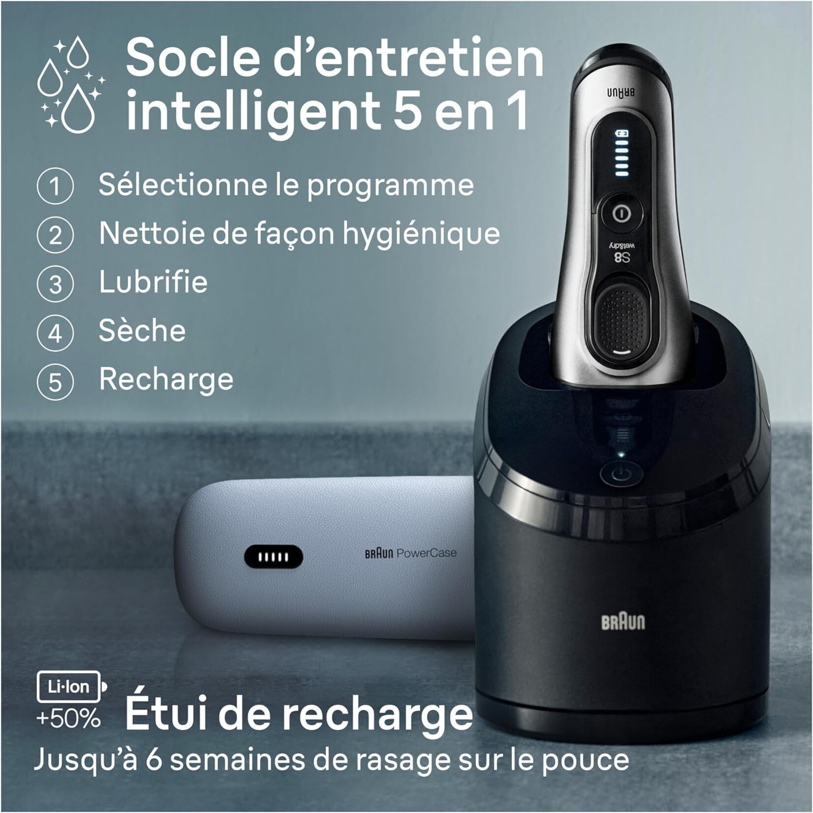 BRAUN 8577CC - RASOIR ELECTRIQUE SERIES 8 SMARTCARE ET POWERCASE BRAUN