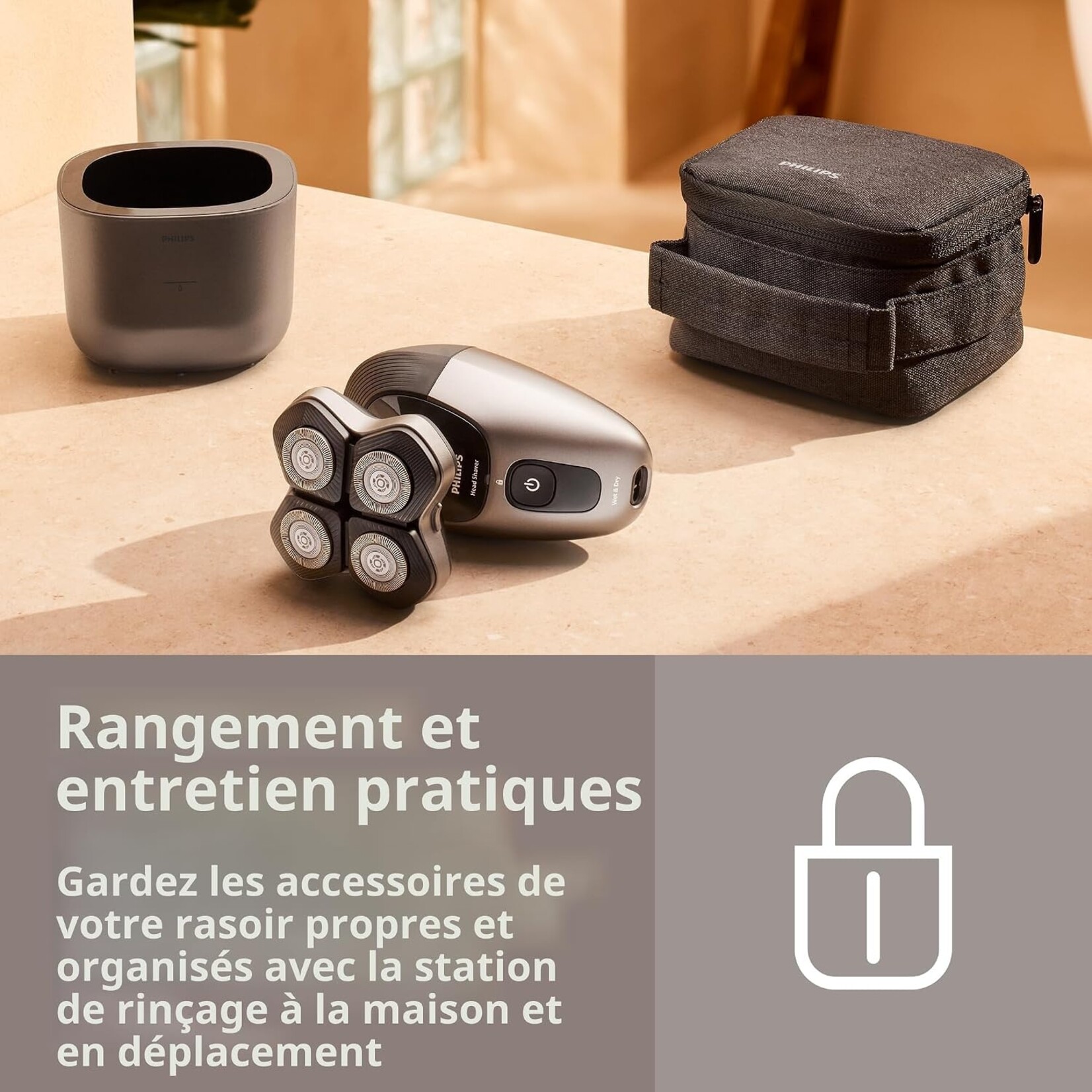 PHILIPS HS7980/28 - RASOIR DE TETE ELECTRIQUE SERIES 7000 AVEC BASE DE NETTOYAGE PHILIPS