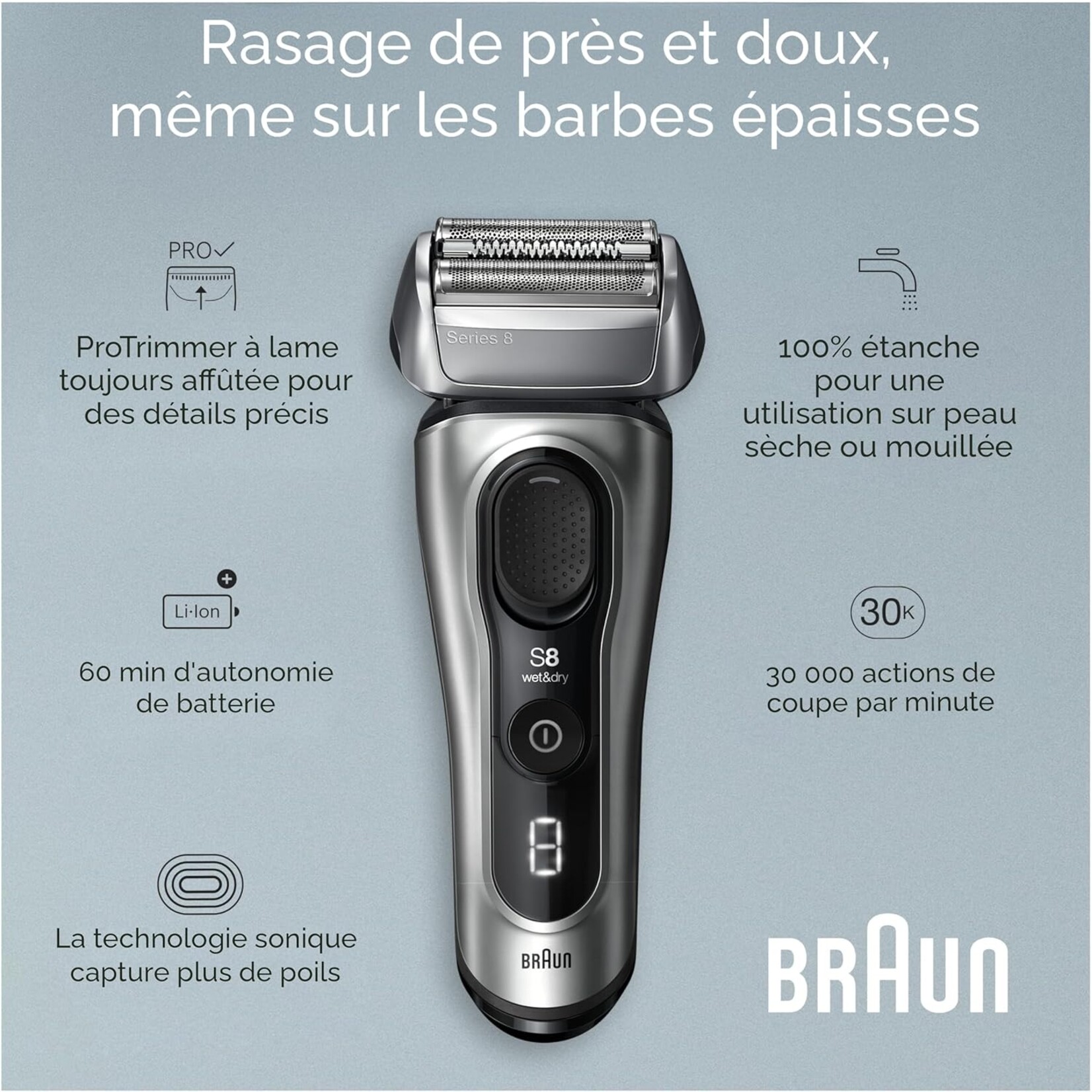 BRAUN 8517S - RASOIR ELECTRIQUE SERIES 8 BRAUN