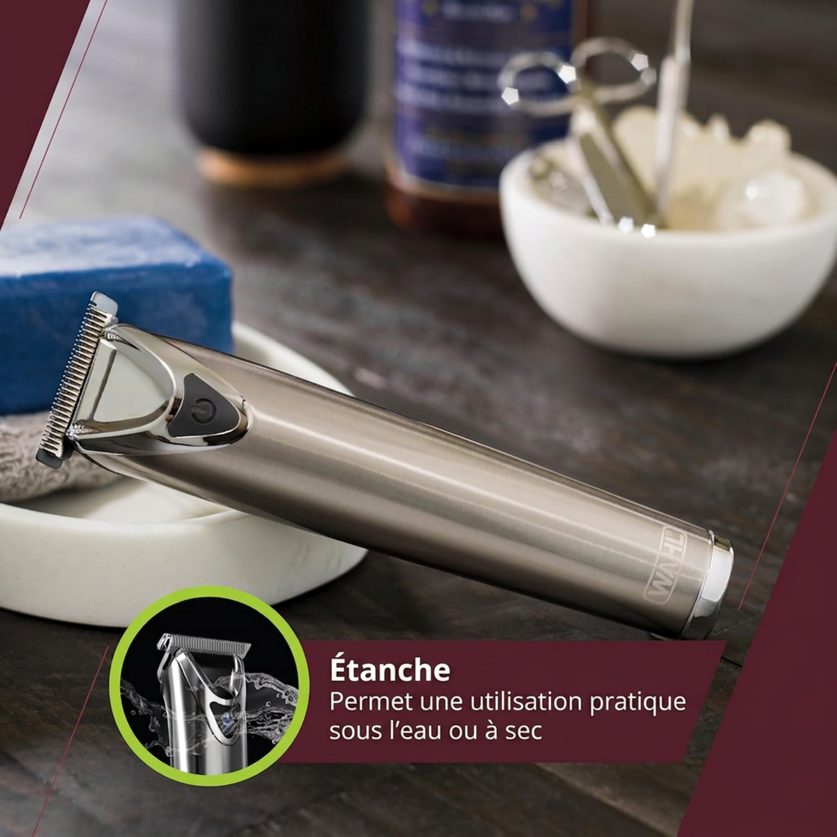 WAHL 3114 - TONDEUSE TOUT-EN-UN EN ACIER INOXYDABLE AU LITHIUM-ION WAHL