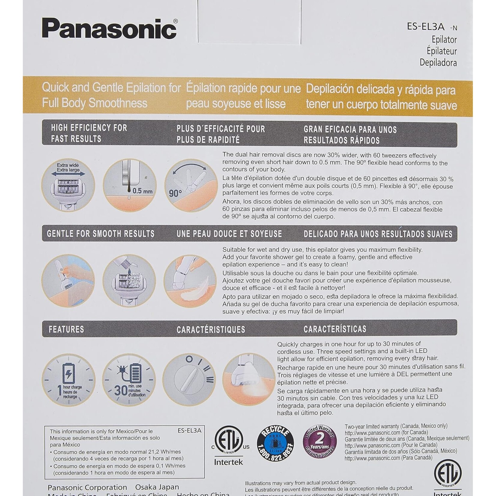 PANASONIC ESEL3A - EPILATEUR PANASONIC