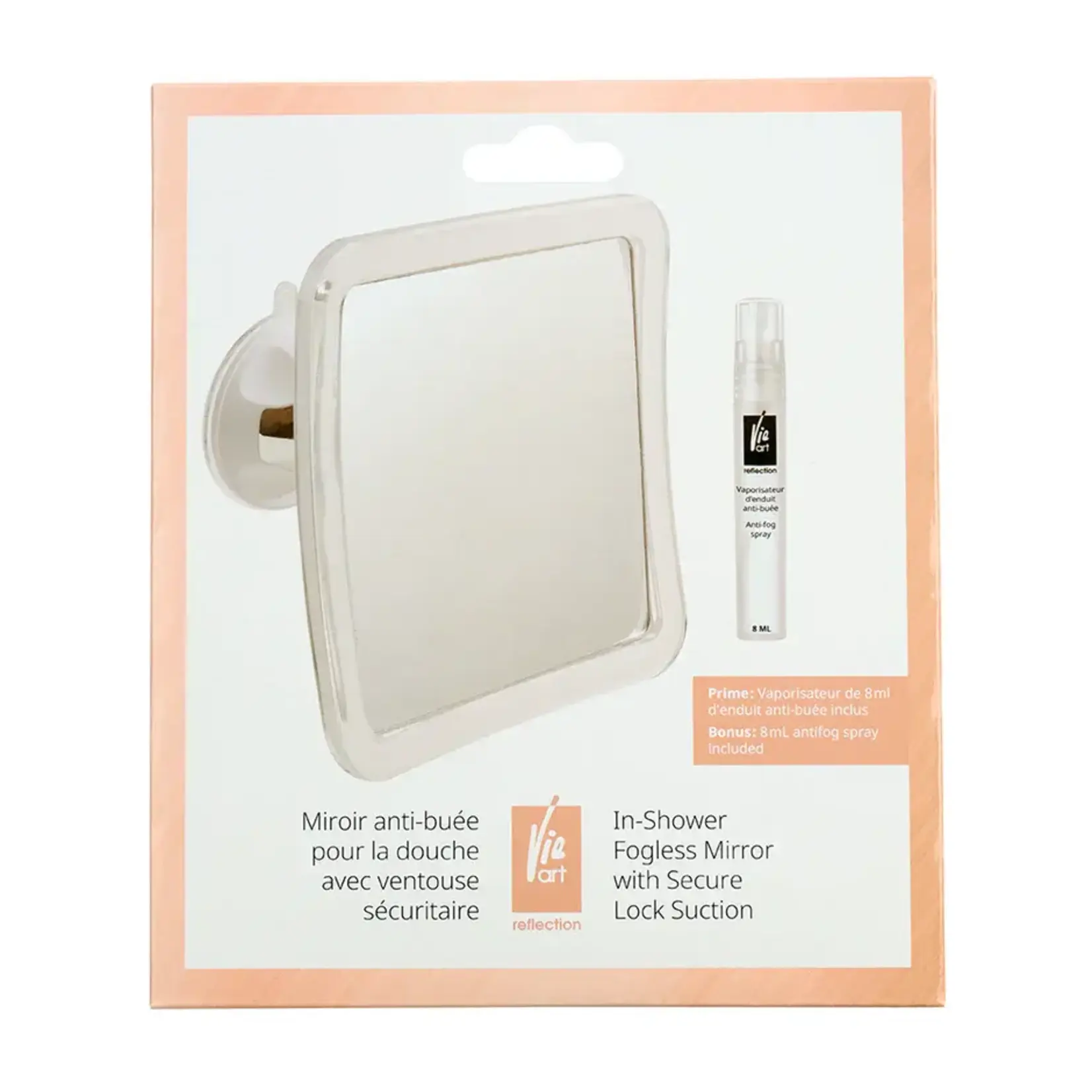 VIE ART 506035 - MIROIR ANTI-BUEE POUR LA DOUCHE AVEC VENTOUSE VIE ART