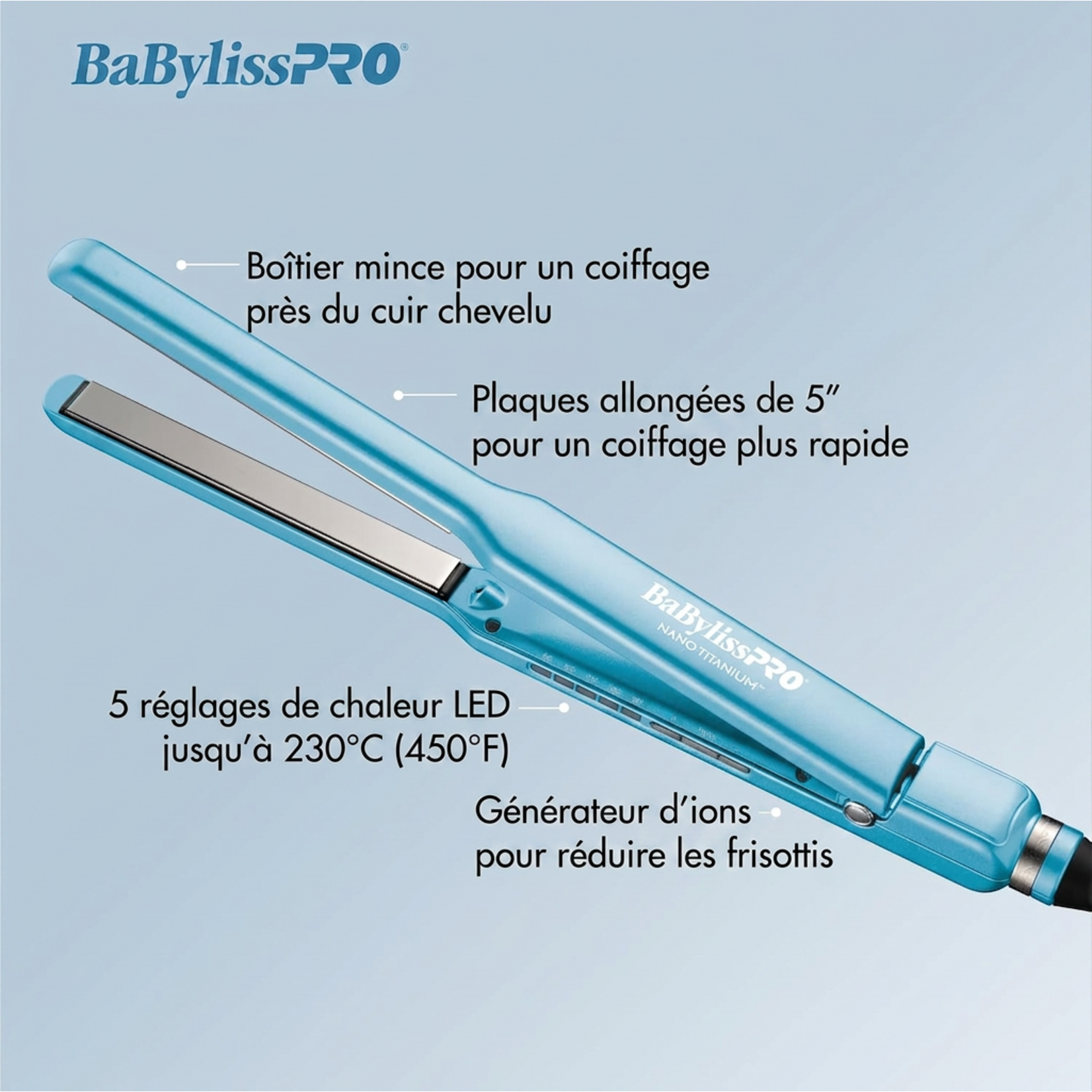 BABYLISS PRO BNT4171TUC - FER A LISSER ULTRA MINCE ½po NANO TITANIUM BABYLISS PRO nd