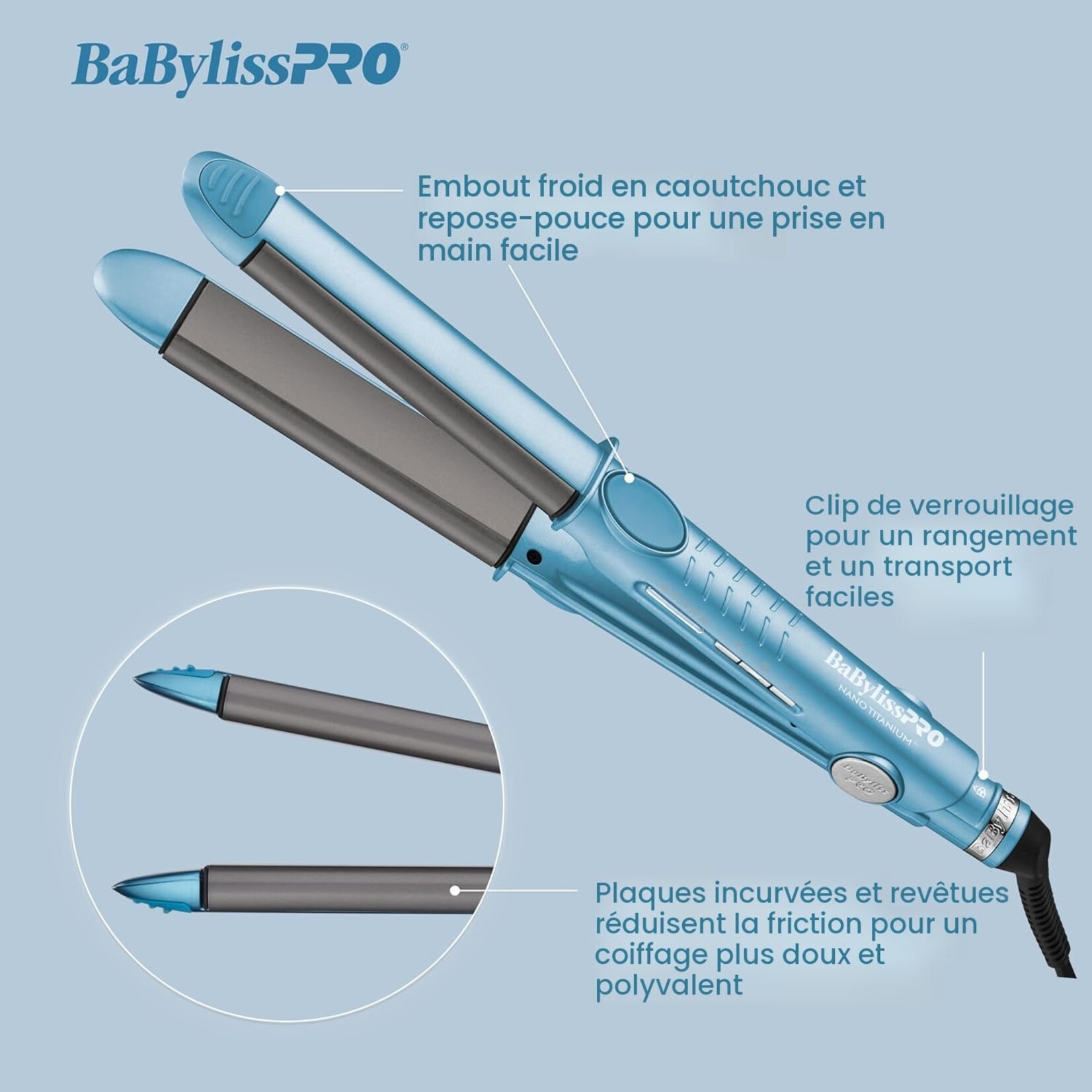 BABYLISS PRO BNT4061C - FER A LISSER U-STYLER NANO-TITANIUM 1po BABYLISS PRO