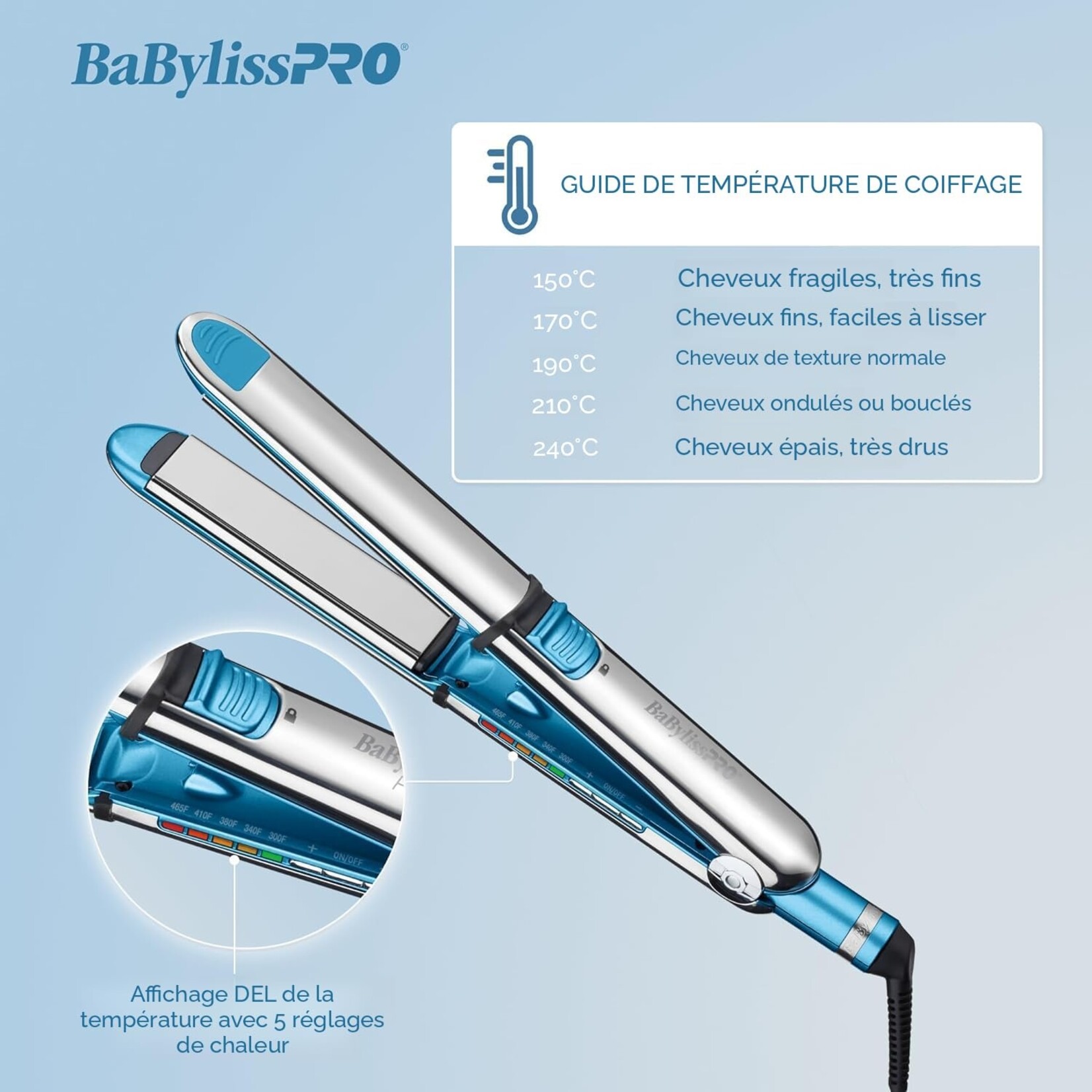 BABYLISS PRO BABSS3000TUC - FER A LISSER 1¼po NANO TITANIUM OPTIMA 3000 BABYLISS PRO