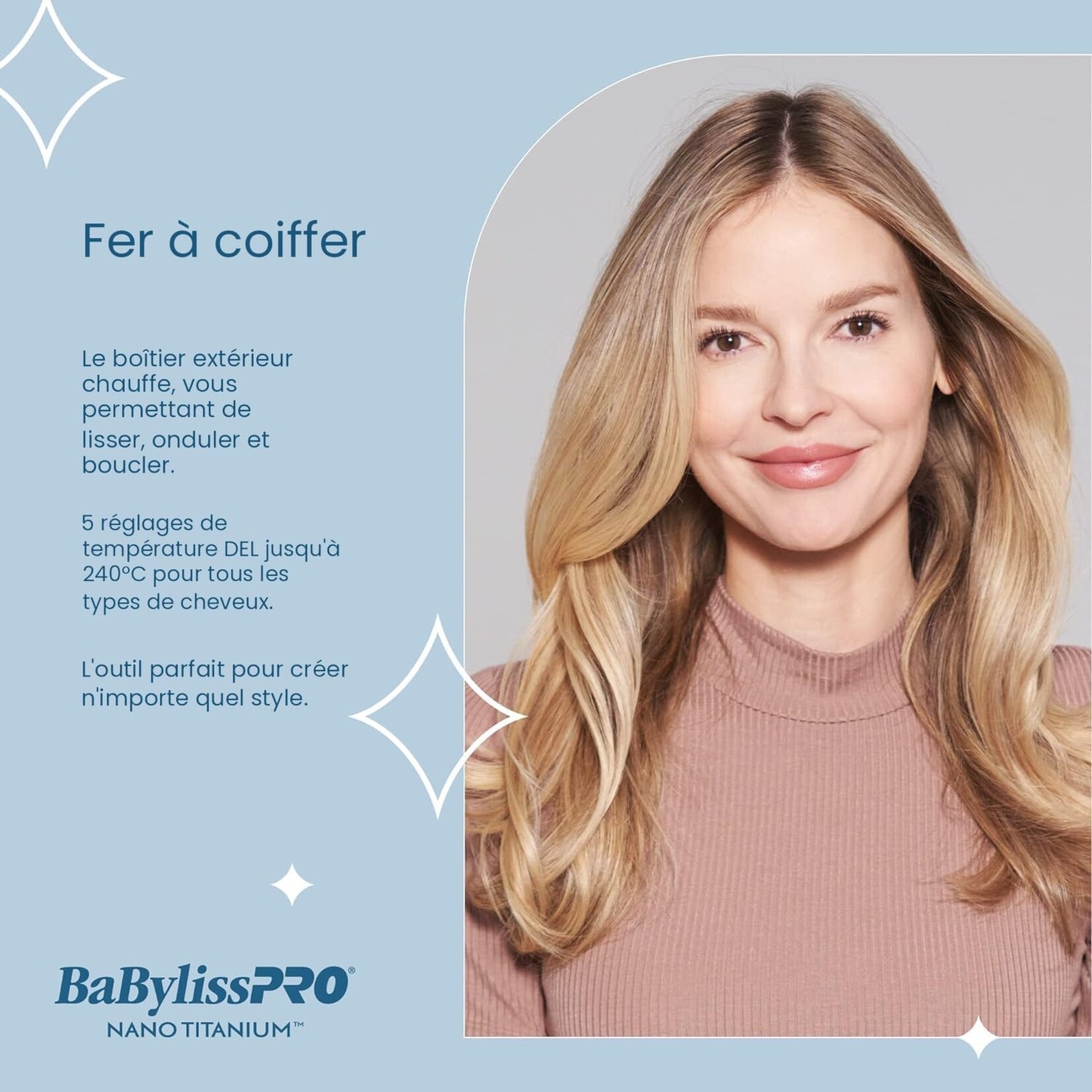 BABYLISS PRO BABSS3000TUC - FER A LISSER 1¼po NANO TITANIUM OPTIMA 3000 BABYLISS PRO
