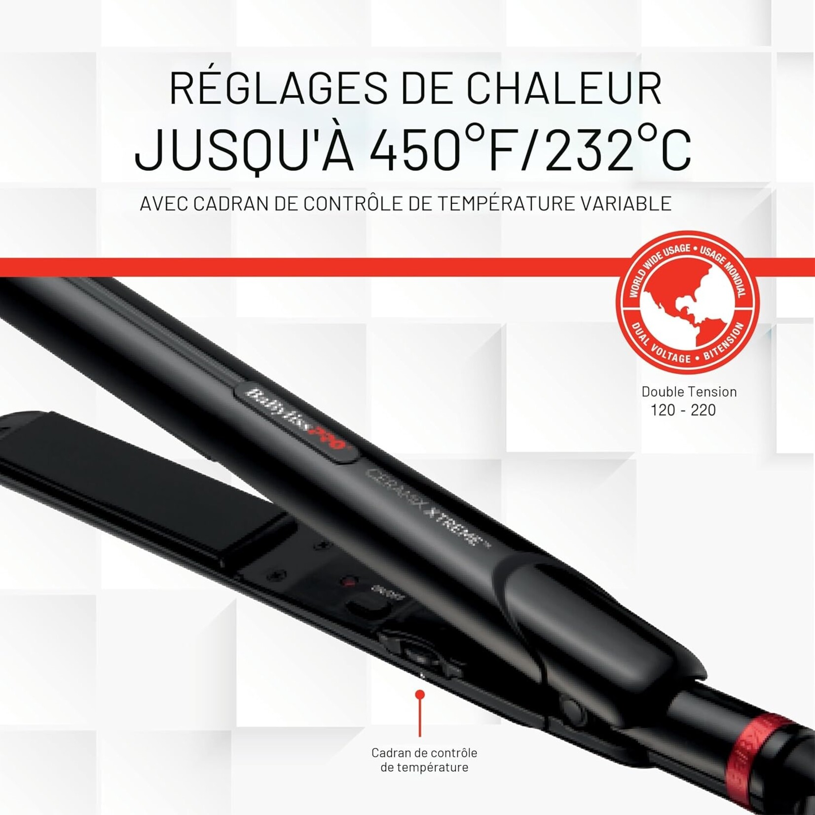 BABYLISS PRO BAB9555BC - FER A LISSER CERAMIX XTREME 1po NOIR BABYLISS PRO