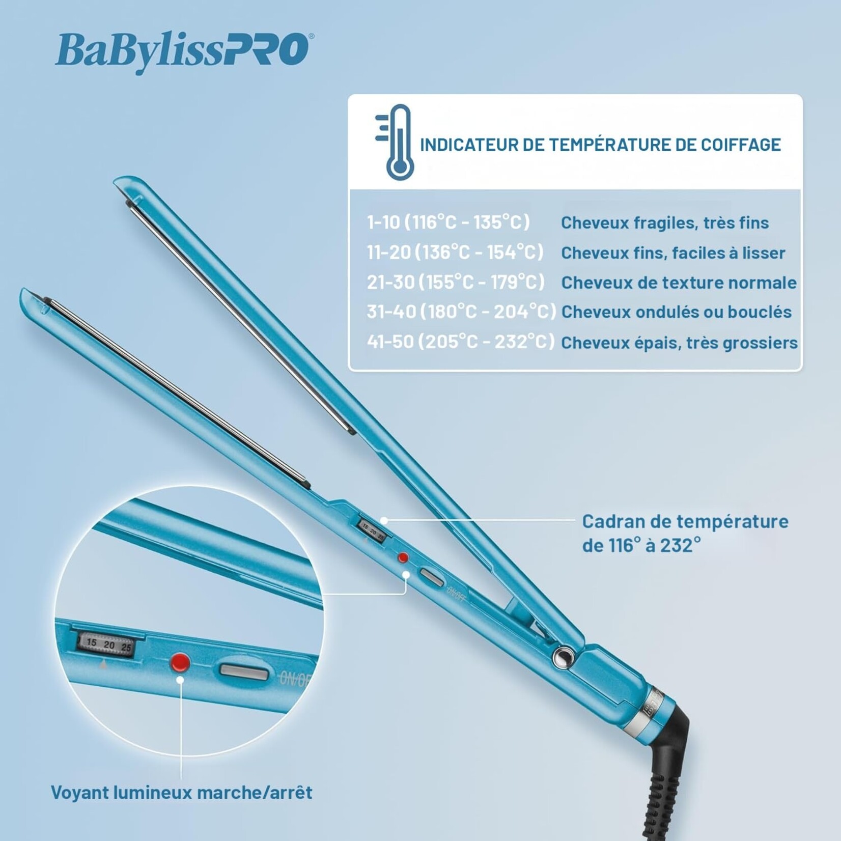 BABYLISS PRO BNT4072C - FER A LISSER ULTRA MINCE 1po NANO TITANIUM BABYLISS PRO