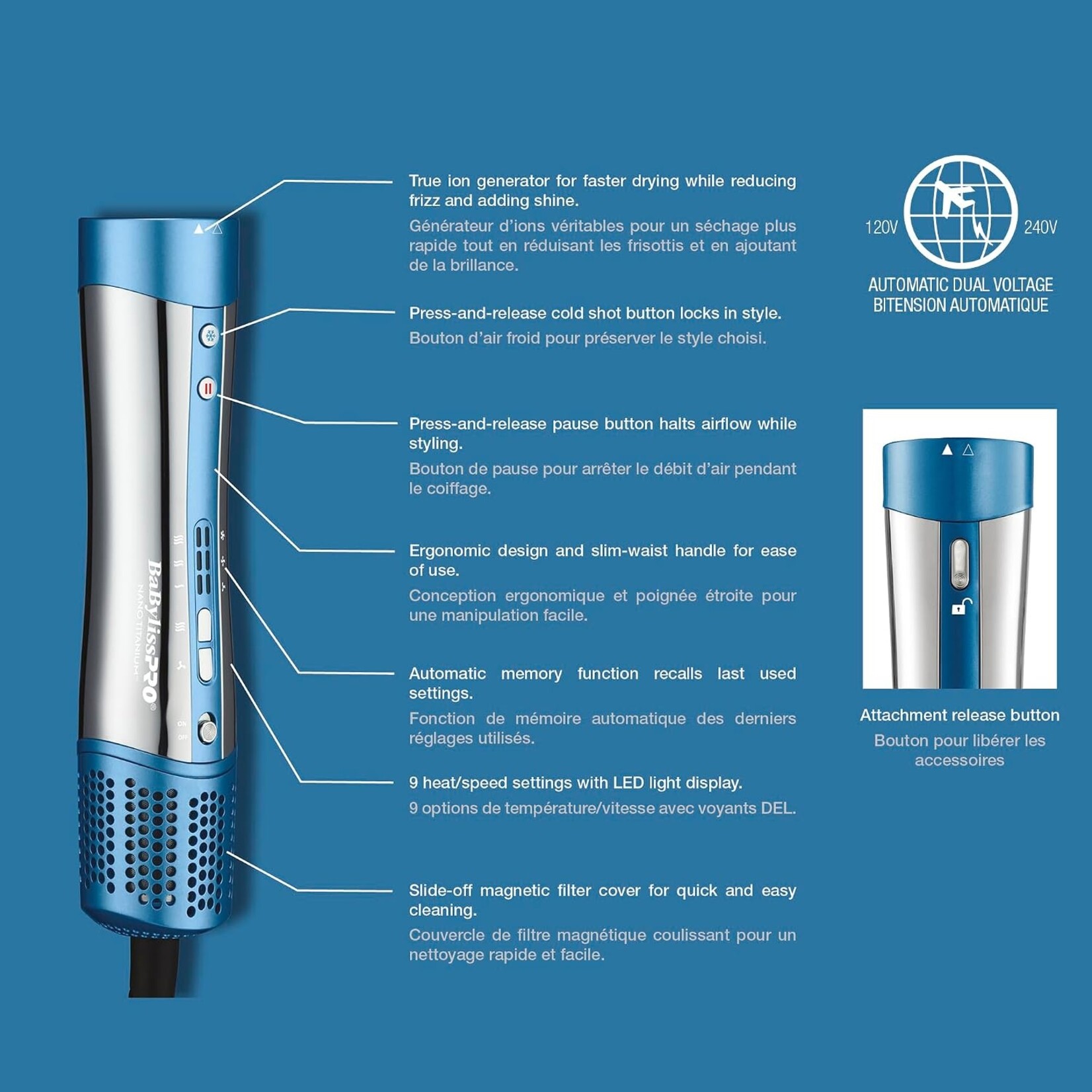 BABYLISS PRO BNTSS-5PKC - SECHOIR MULTI-COIFFANT IONIQUE  NANO TITANIUM BABYLISSPRO