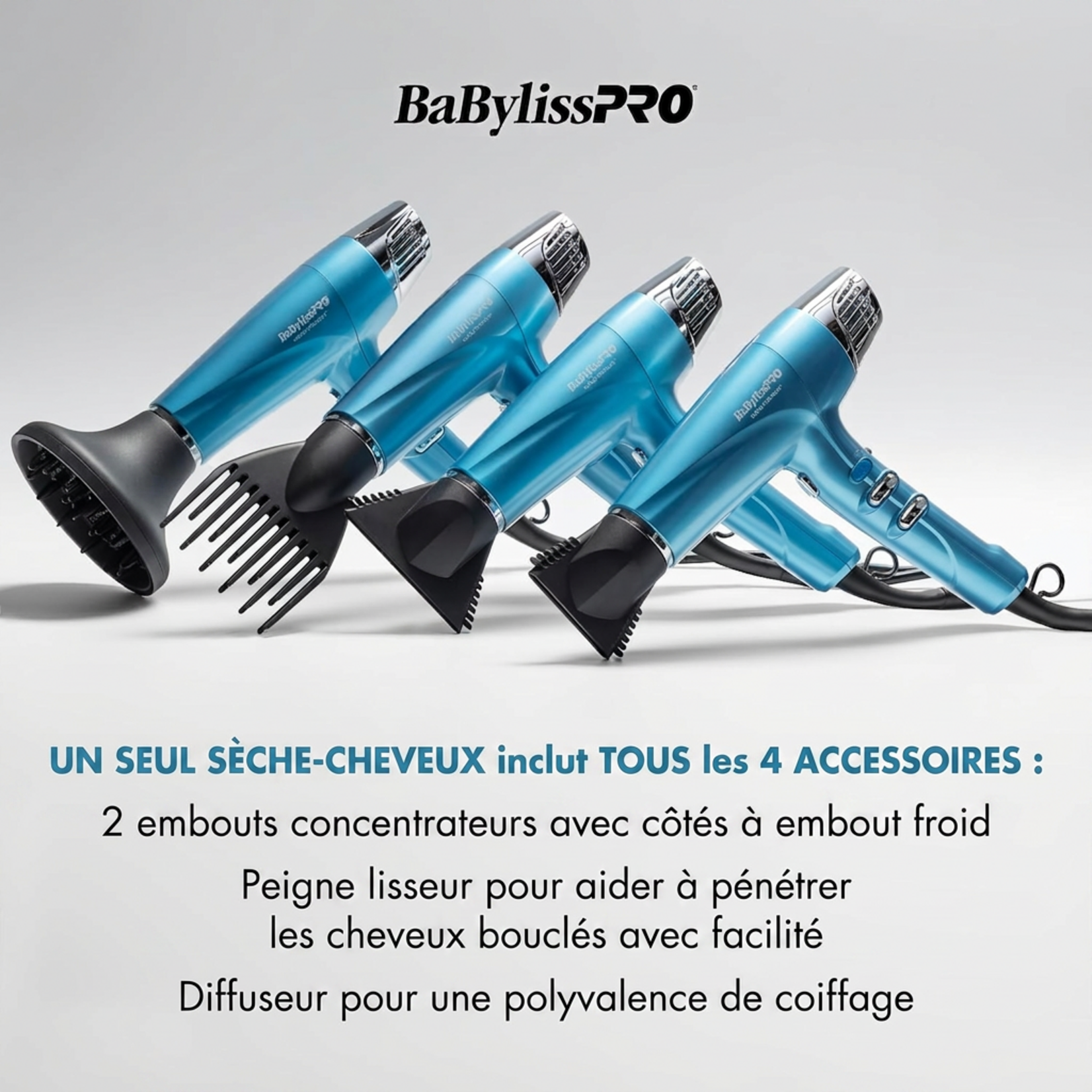 BABYLISS PRO BNT9100C - SECHOIR IONIQUE DOUBLE A HAUTE VITESSE NANO TITANIUM BABYLISS PRO