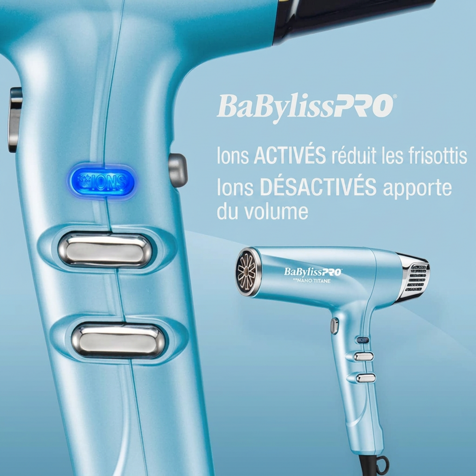 BABYLISS PRO BNT9100C - SECHOIR IONIQUE DOUBLE A HAUTE VITESSE NANO TITANIUM BABYLISS PRO