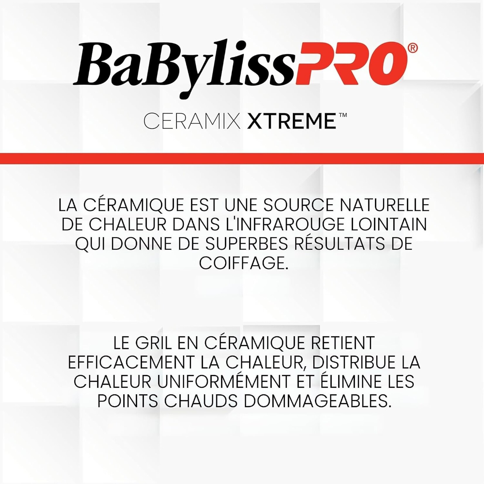 BABYLISS PRO BAB5572NC - SECHOIR CERAMIX XTREME ROUGE BABYLISS PRO