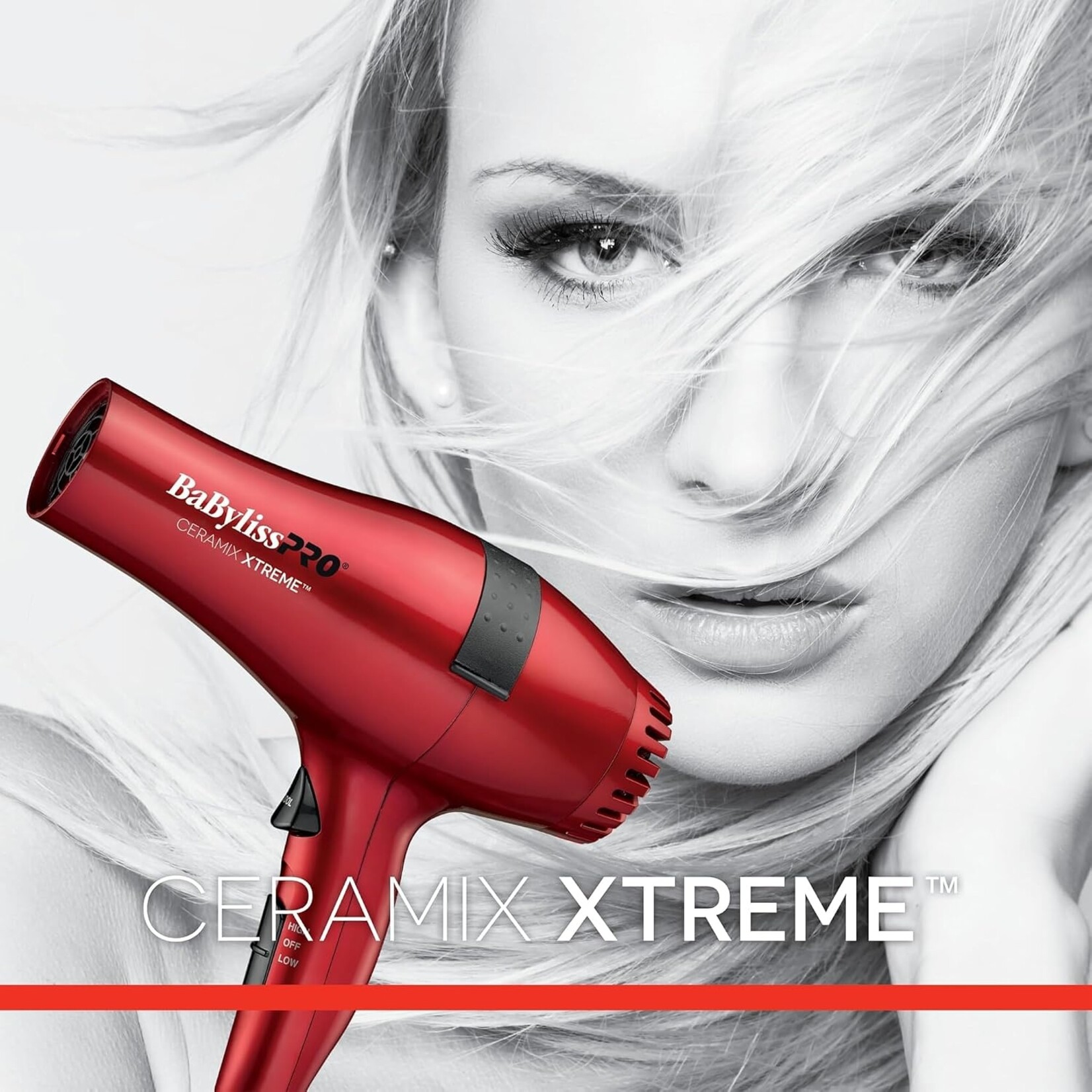 BABYLISS PRO BAB5572NC - SECHOIR CERAMIX XTREME ROUGE BABYLISS PRO