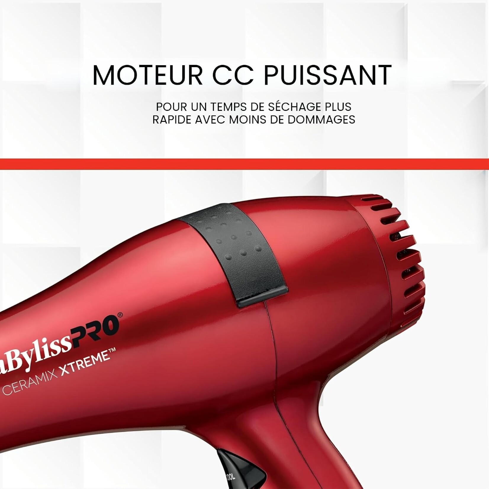 BABYLISS PRO BAB5572NC - SECHOIR CERAMIX XTREME ROUGE BABYLISS PRO