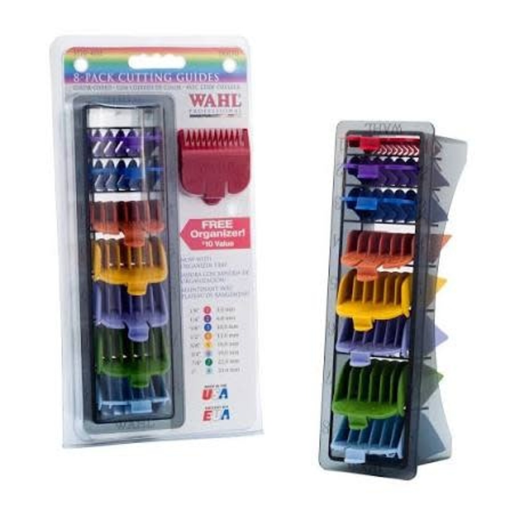 WAHL 53152 - ENSEMBLE DE 8 GUIDES DE COUPE DE COULEUR ( 3mm - 25mm ) WAHL