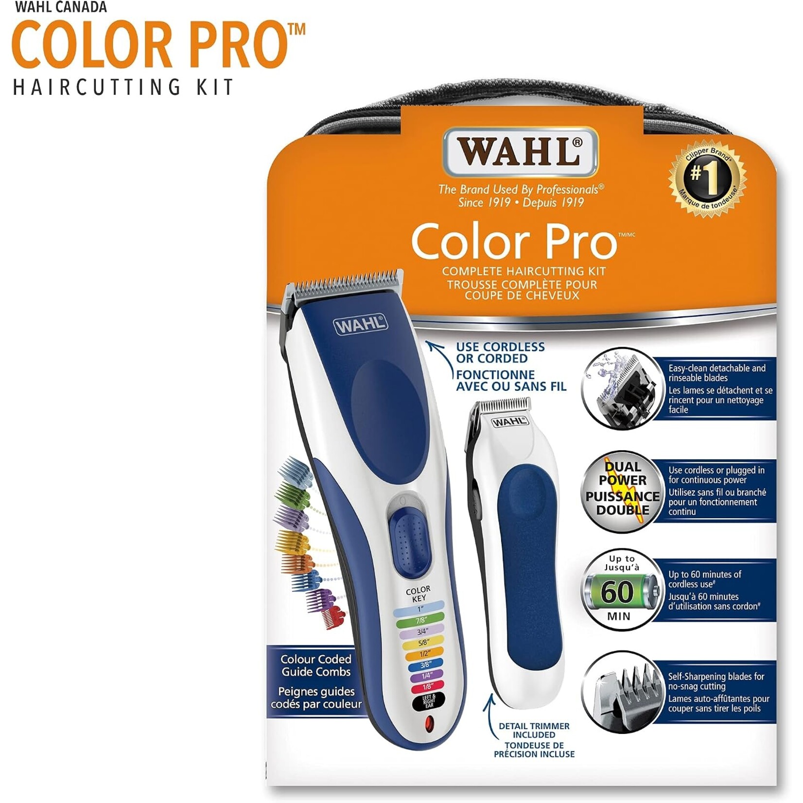 WAHL 3100  -  TONDEUSE A CHEVEUX COLOR PRO RECHARGEABLE WAHL