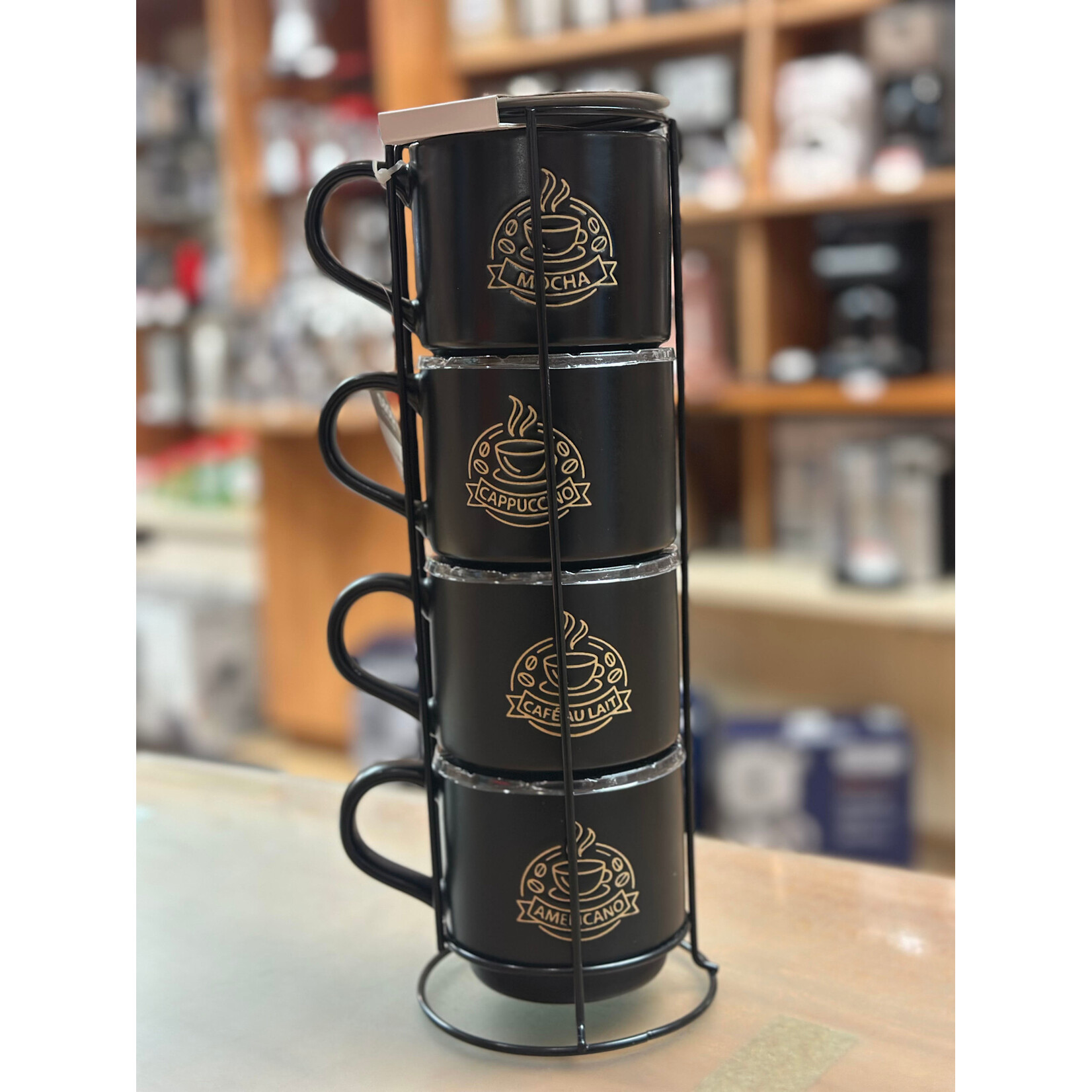 SAFDIE & CO HW05612  -  ENSEMBLE DE 4 TASSES EMPILABLES AVEC SUPPORT METALLIQUE 400ml SAFDIE &CO