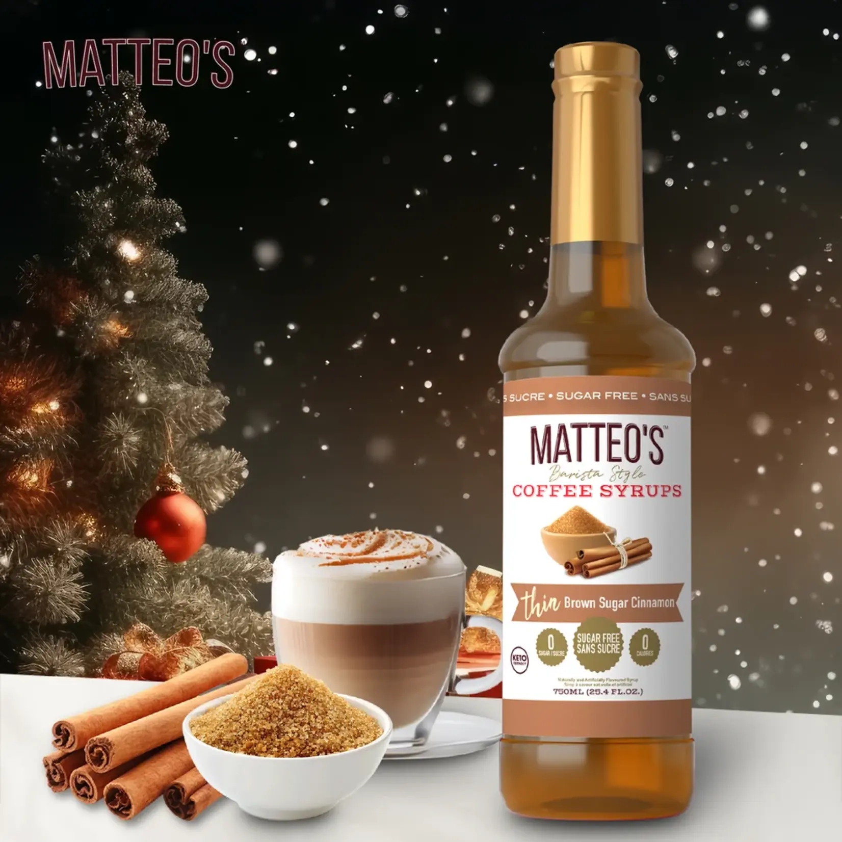 MATTEO'S 50115 - SIROP POUR CAFE CANNELLE CASSONADE 750ml MATTEO'S
