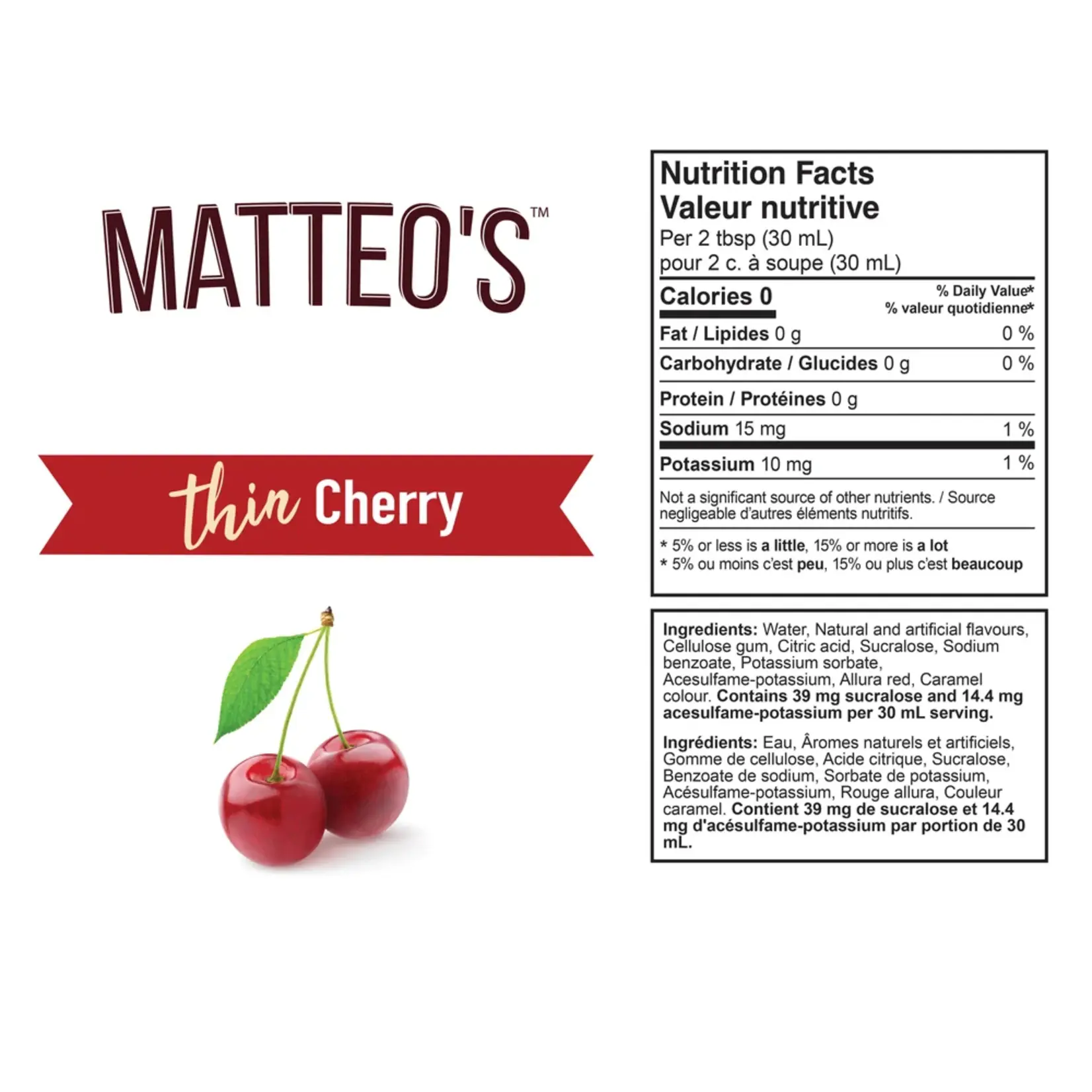 MATTEO'S 50108 - SIROP AUX AROMES DE CERISE 750ml MATTEO'S