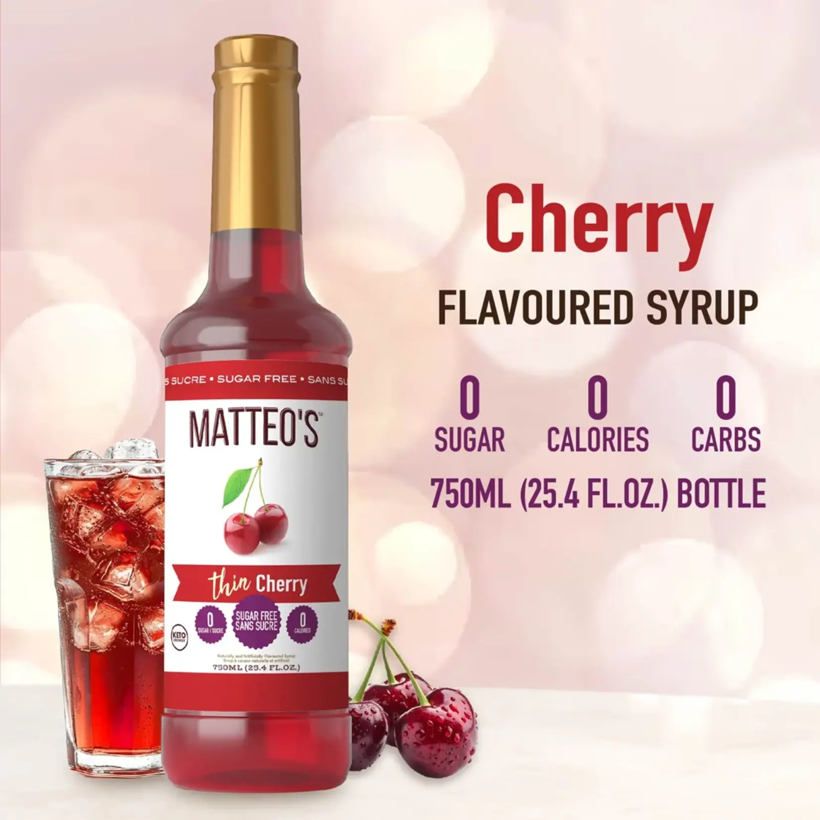 MATTEO'S 50108 - SIROP AUX AROMES DE CERISE 750ml MATTEO'S