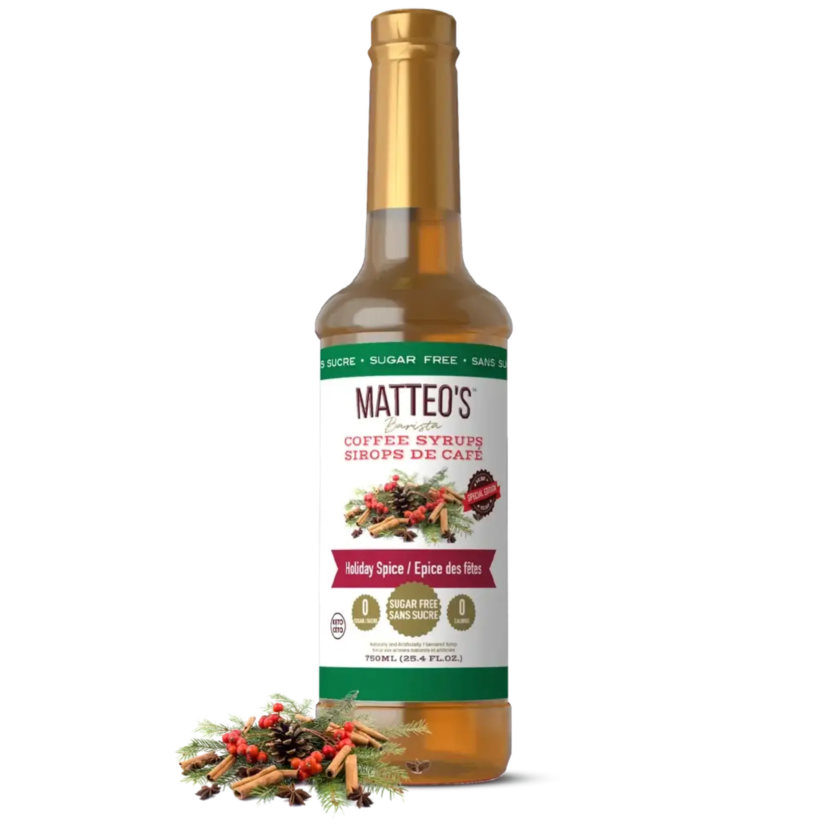 MATTEO'S 50119 - SIROP POUR CAFE EPICE DES FETES 750ml MATTEO'S