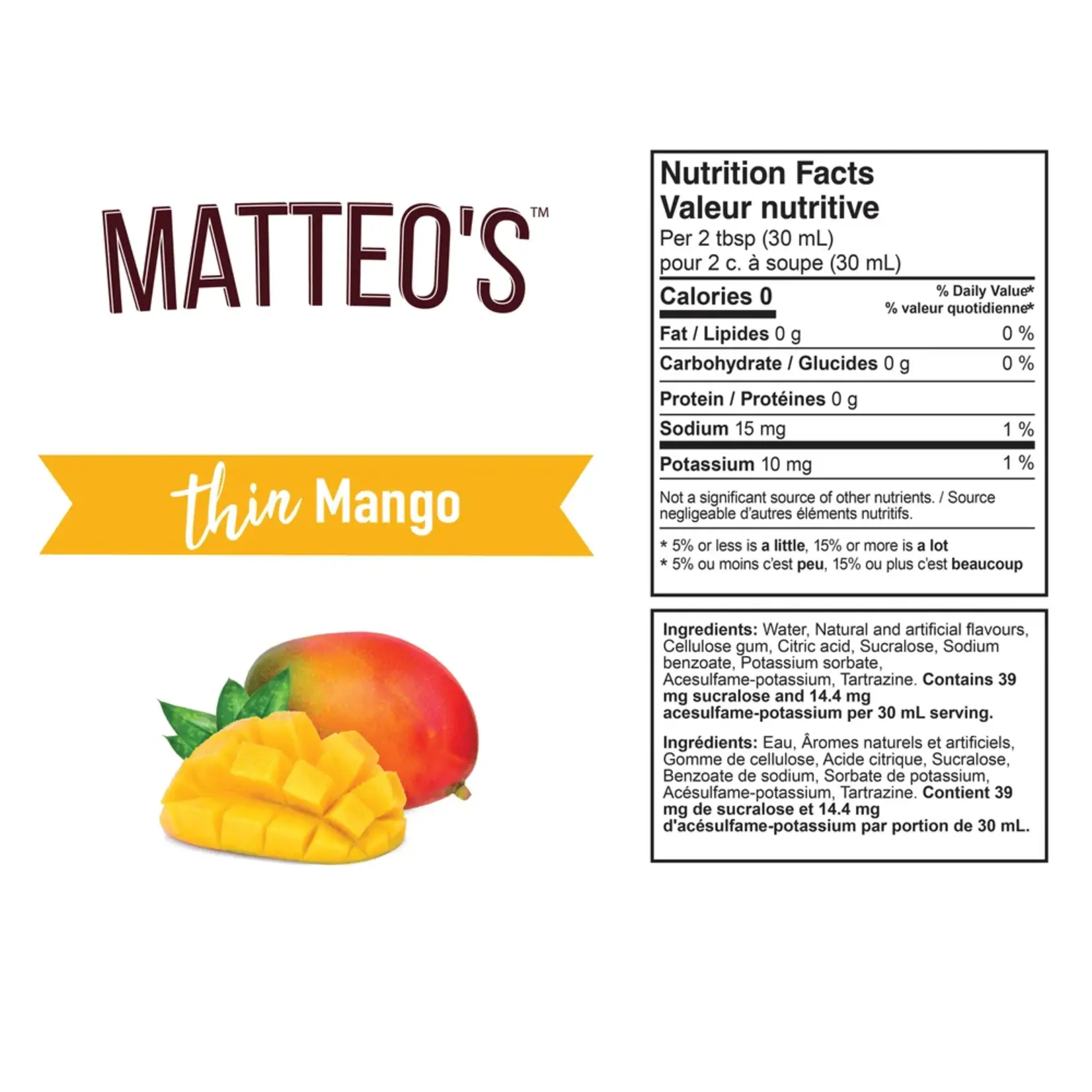 MATTEO'S 50110 - SIROP AUX AROMES MANGUE 750ml MATTEO'S