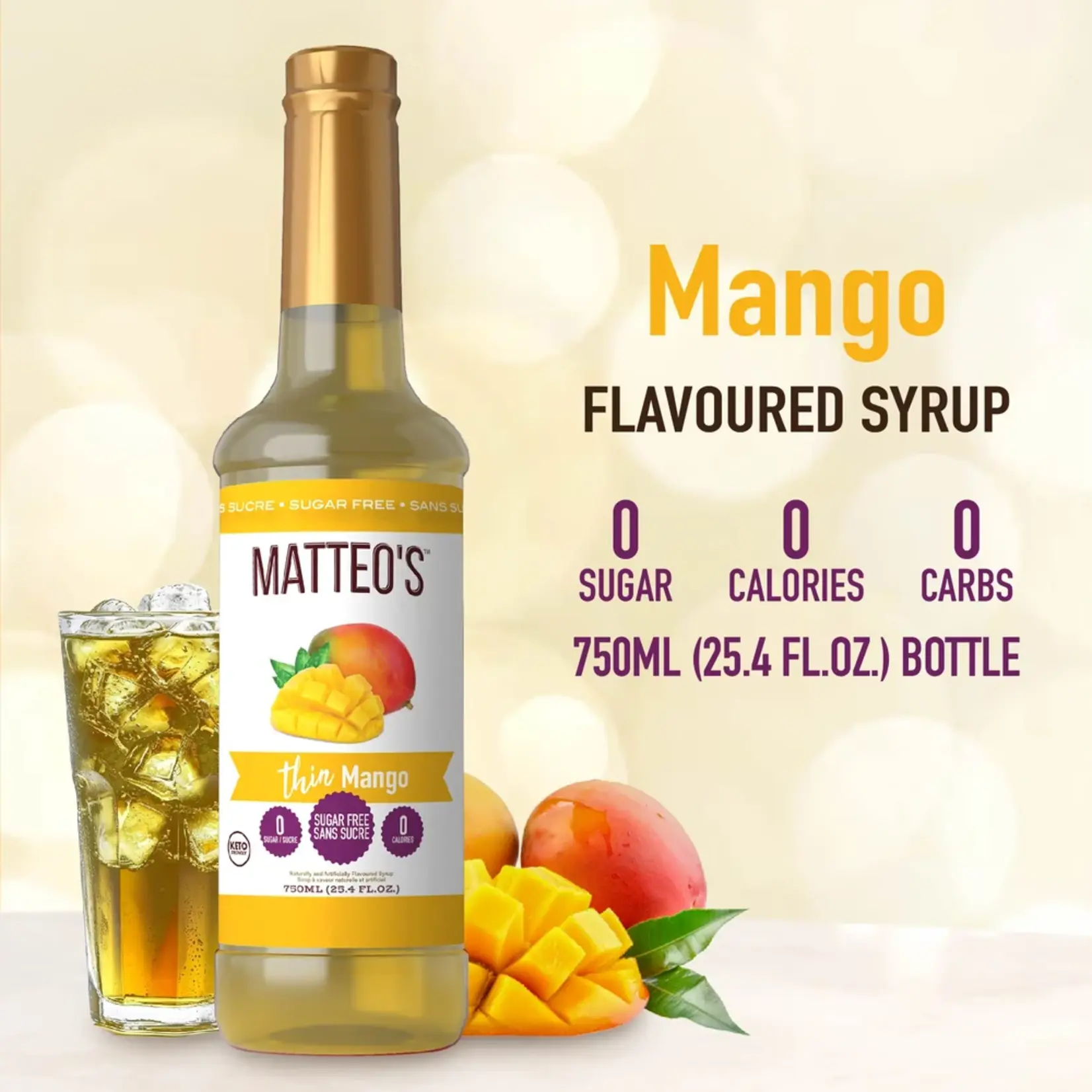 MATTEO'S 50110 - SIROP AUX AROMES MANGUE 750ml MATTEO'S