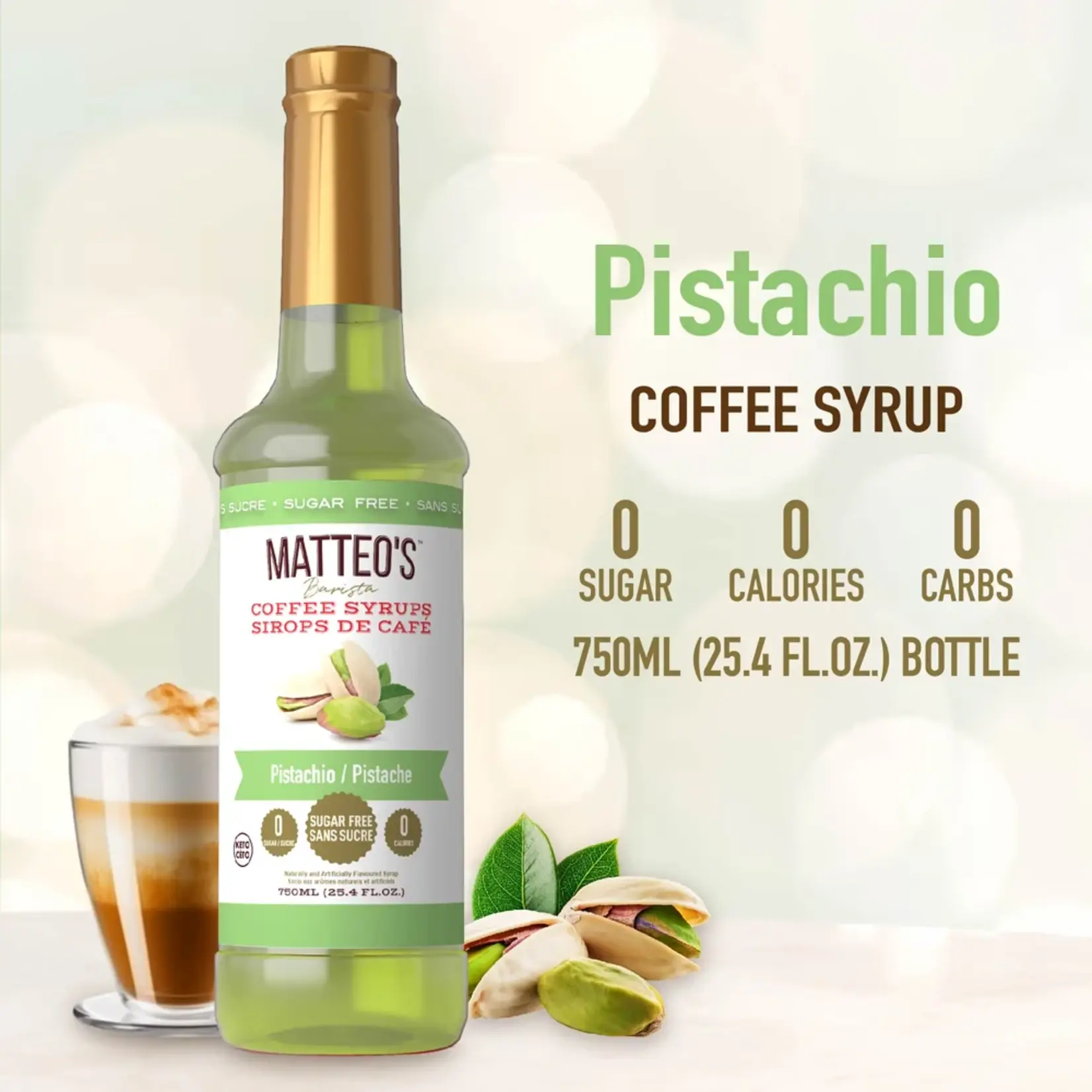 MATTEO'S 50171 - SIROP AUX AROMES PISTACHE 750ml MATTEO'S
