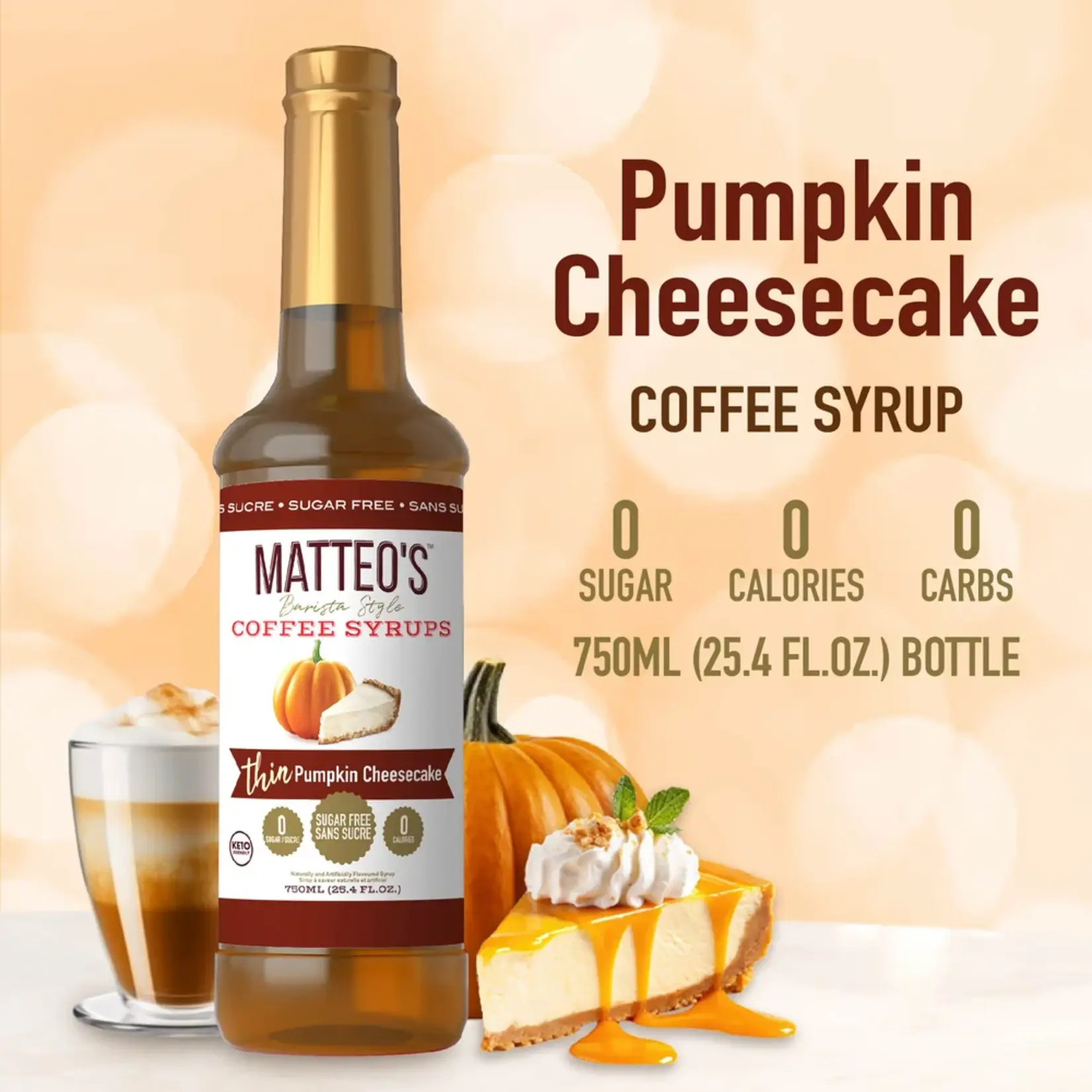 MATTEO'S 50010 - SIROP POUR CAFE GATEAU AU FROMAGE A LA CITROUILLE 750ml MATTEO'S