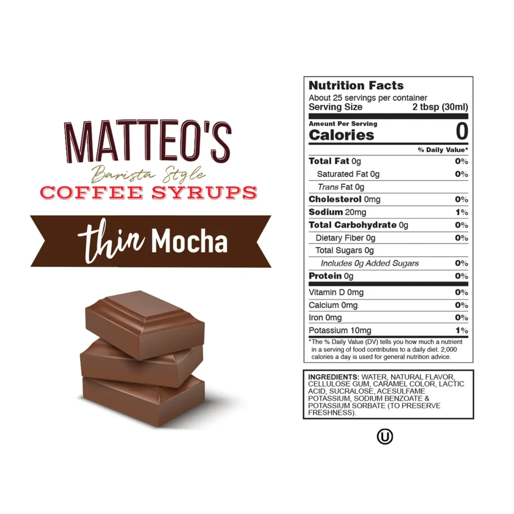 MATTEO'S 16674 - SIROP POUR CAFE MOKA 750ml MATTEO'S