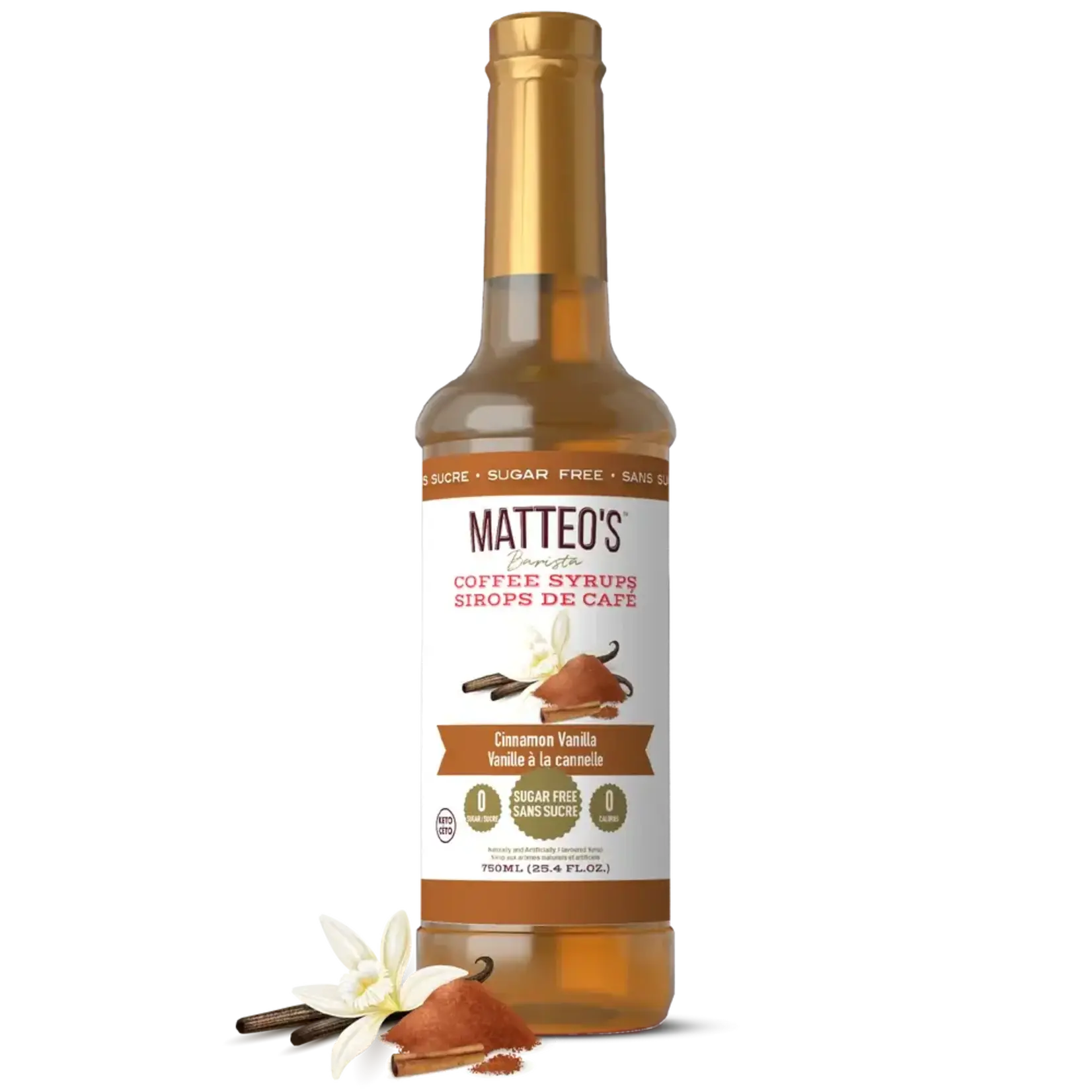 MATTEO'S 50003  -  SIROP DE CAFE SANS SUCRE , VANILLE  A LA CANNELLE 750ML MATTEO'S