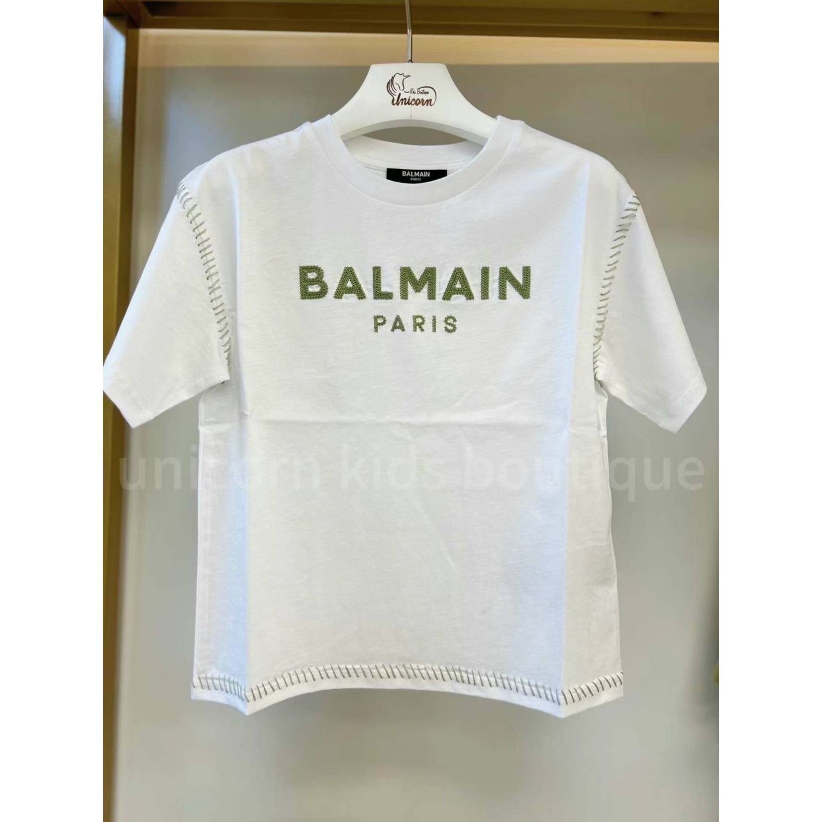 Balmain Balmain Green Logo Kids T-Shirt