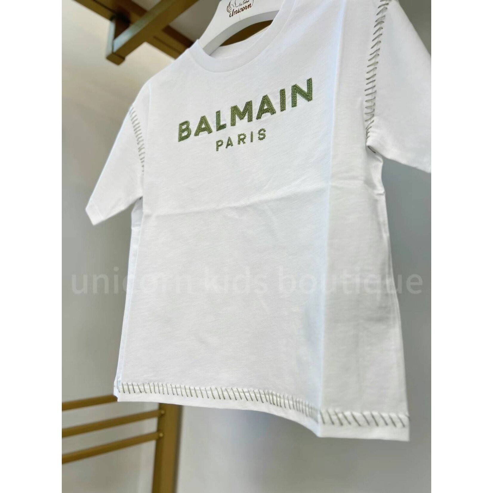 Balmain Balmain Green Logo Kids T-Shirt