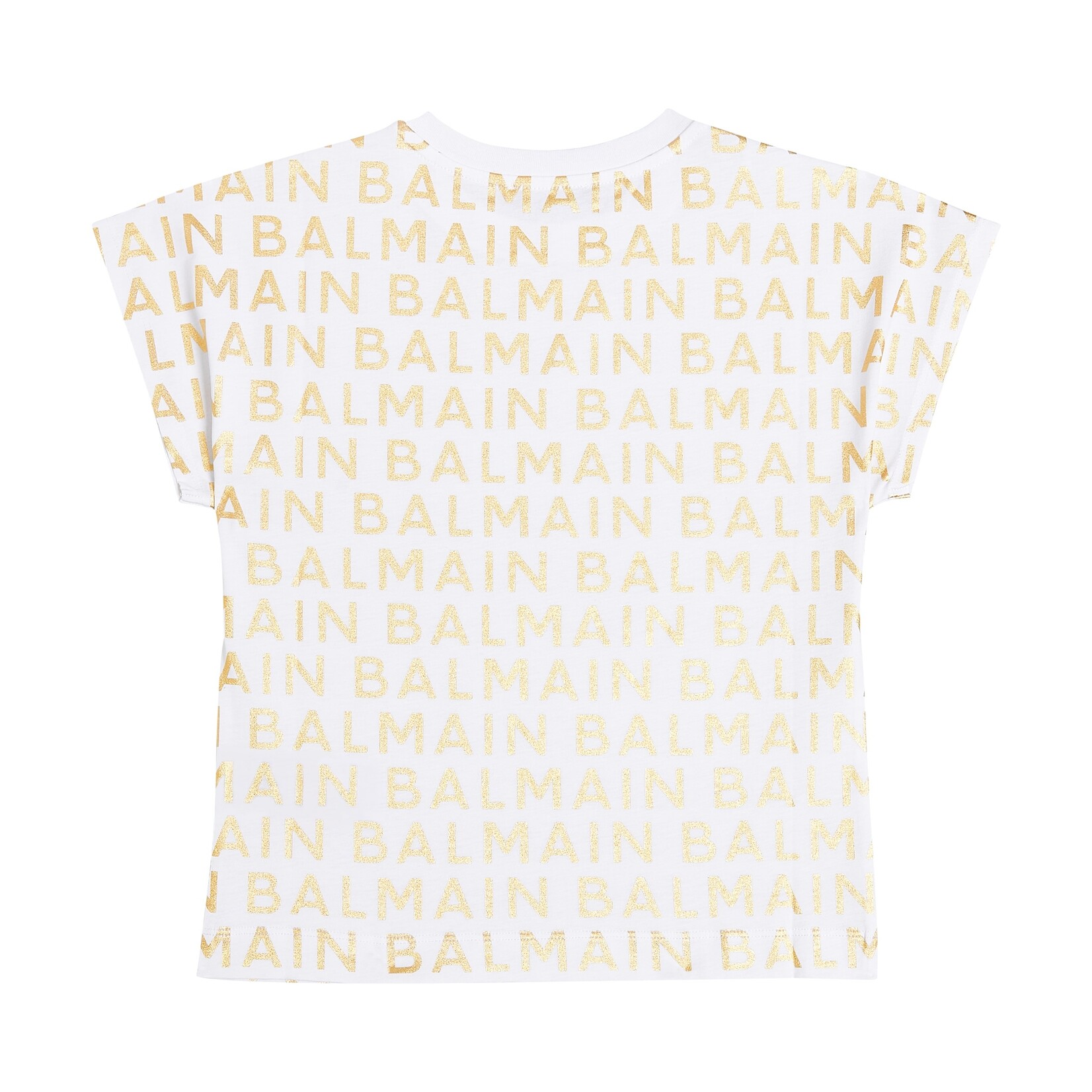 Balmain Balmain Teens Gold Allover Logo T-Shirt