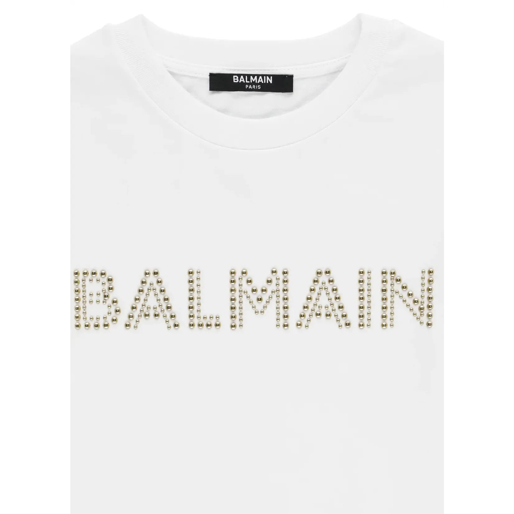 Balmain Balmain Teens Gold Embroidery Logo T-Shirt