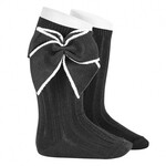 Merino wool-blend knee socks with festoon bow