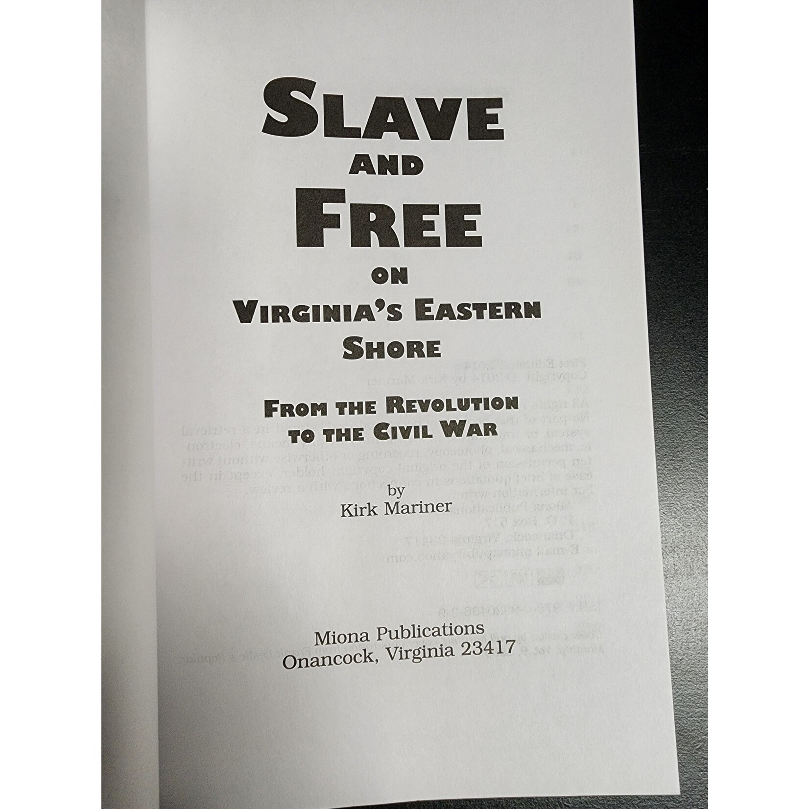 Kirk Mariner Slave and Free on Virginia's Eastern Shore