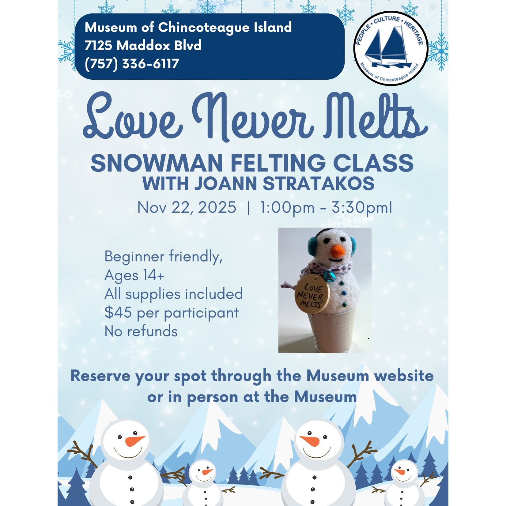 Love Never Melts - Snowman Felting Class