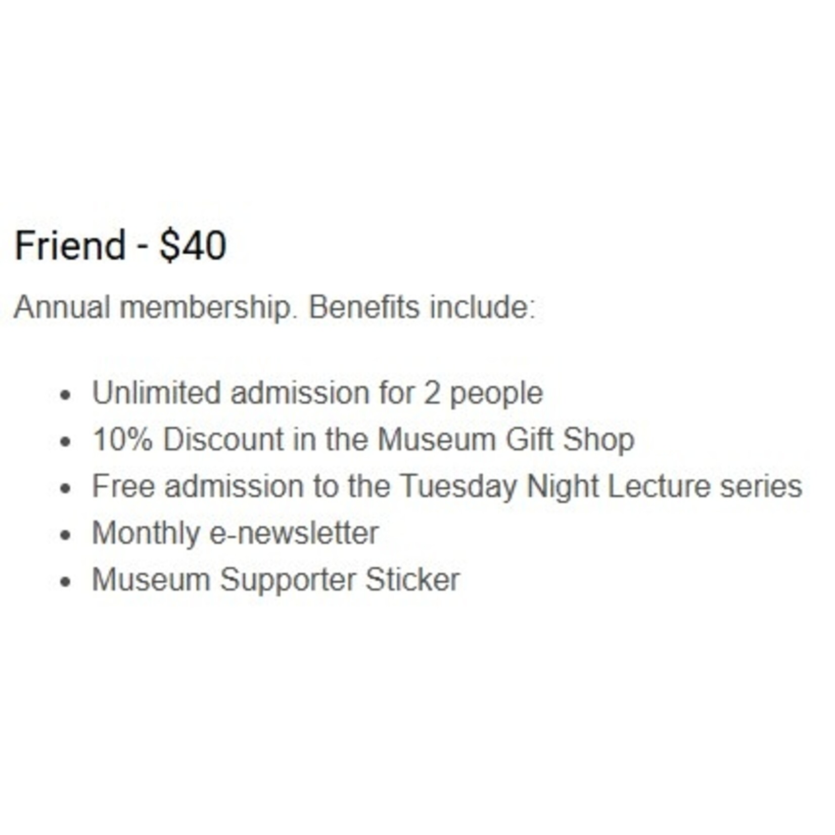 Museum Membership - Friend