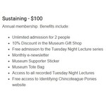 Musuem Membership - Sustaining