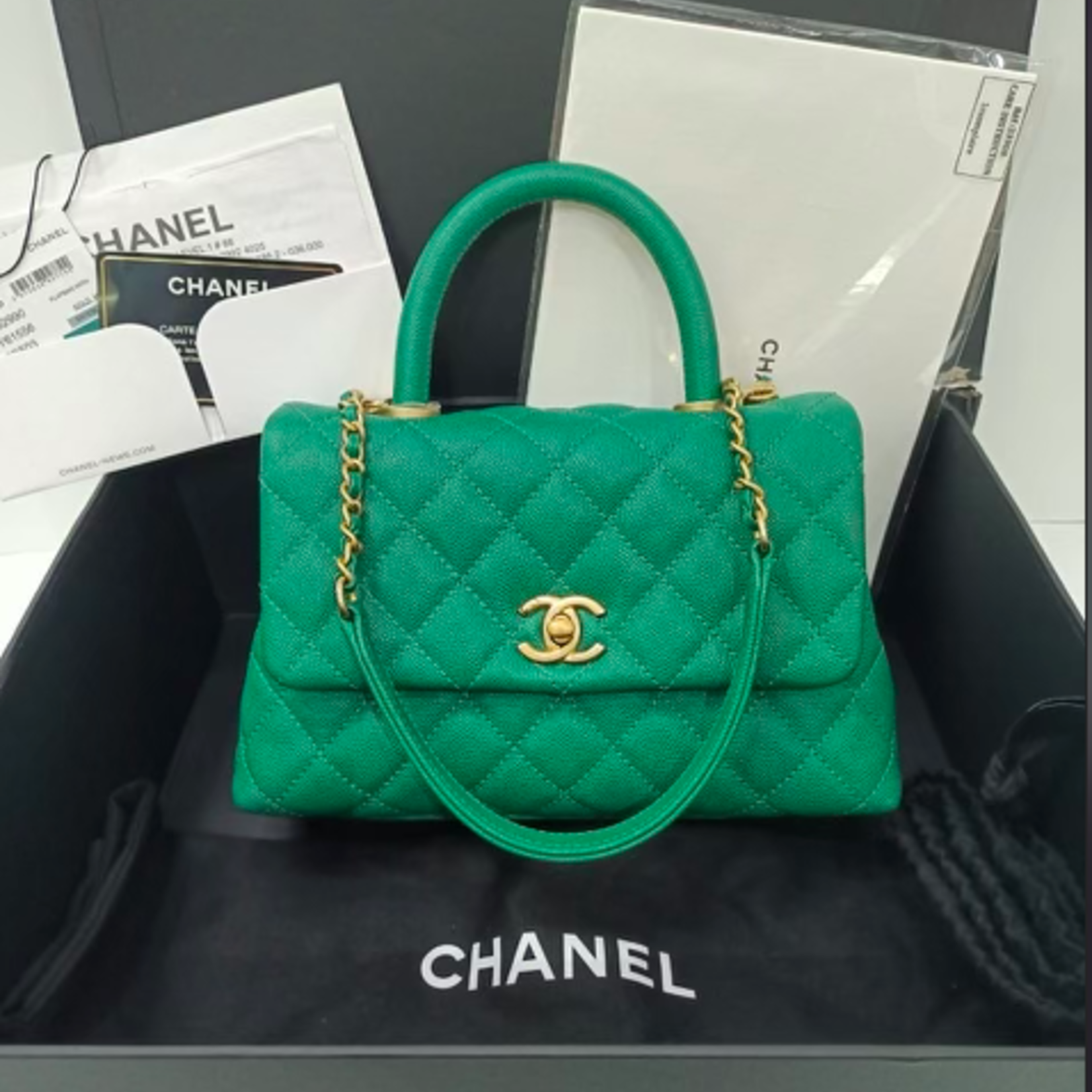 Chanel SOLD - Chanel Green Top Handle Small